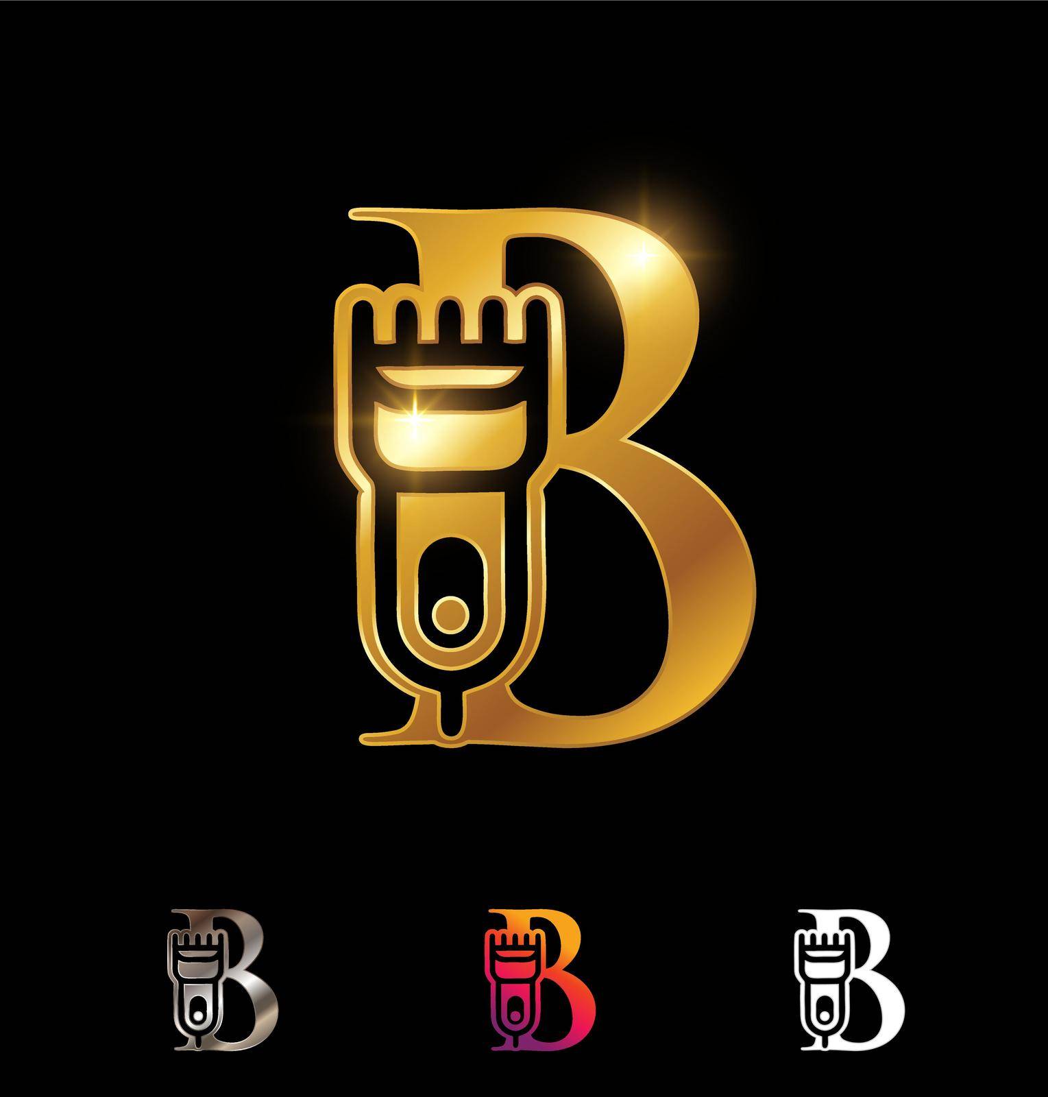 Golden Barber Monogram Logo Letter B by Up2date