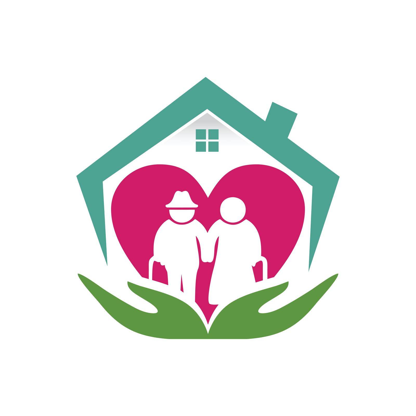 A vecrtor illustration of home care love and clean logo