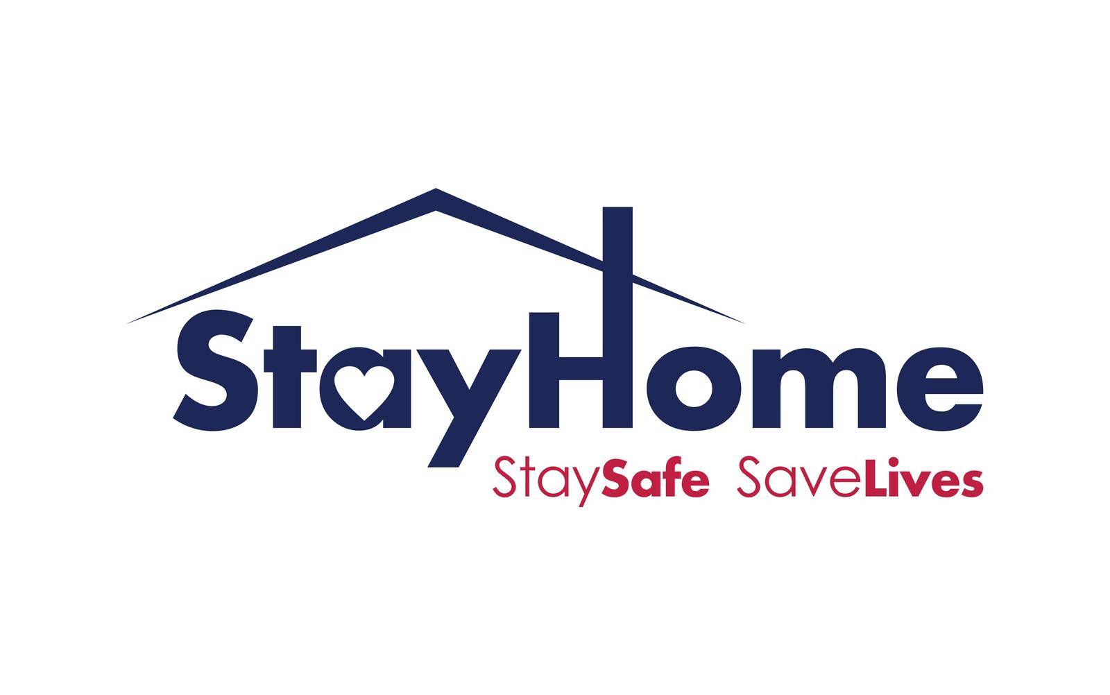 A vector illustration of stay home stay safe save lives campaign in blue and red color 