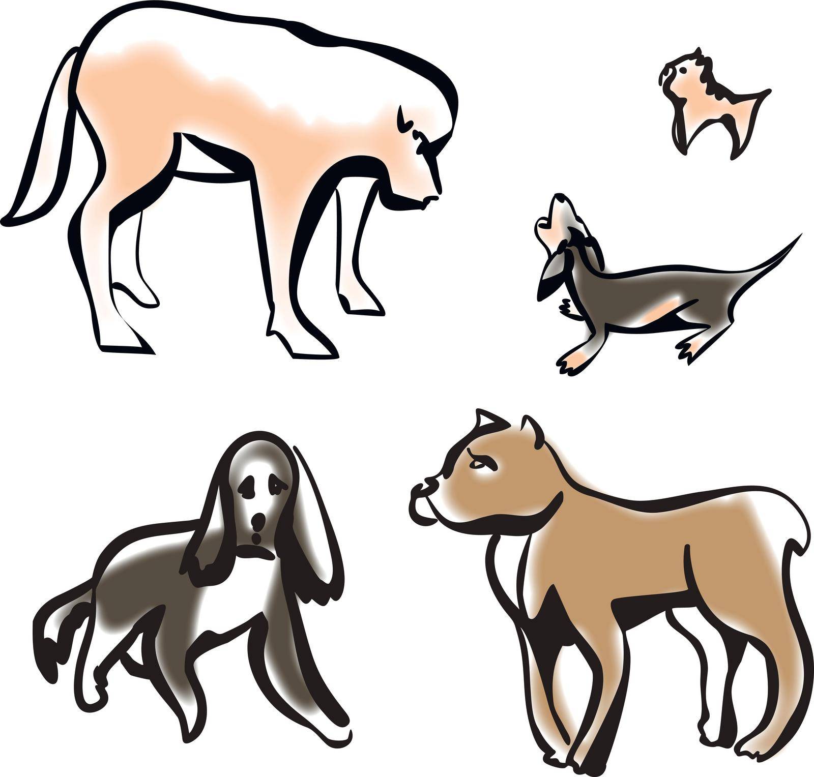 Dog Collection icons symbol set on white.