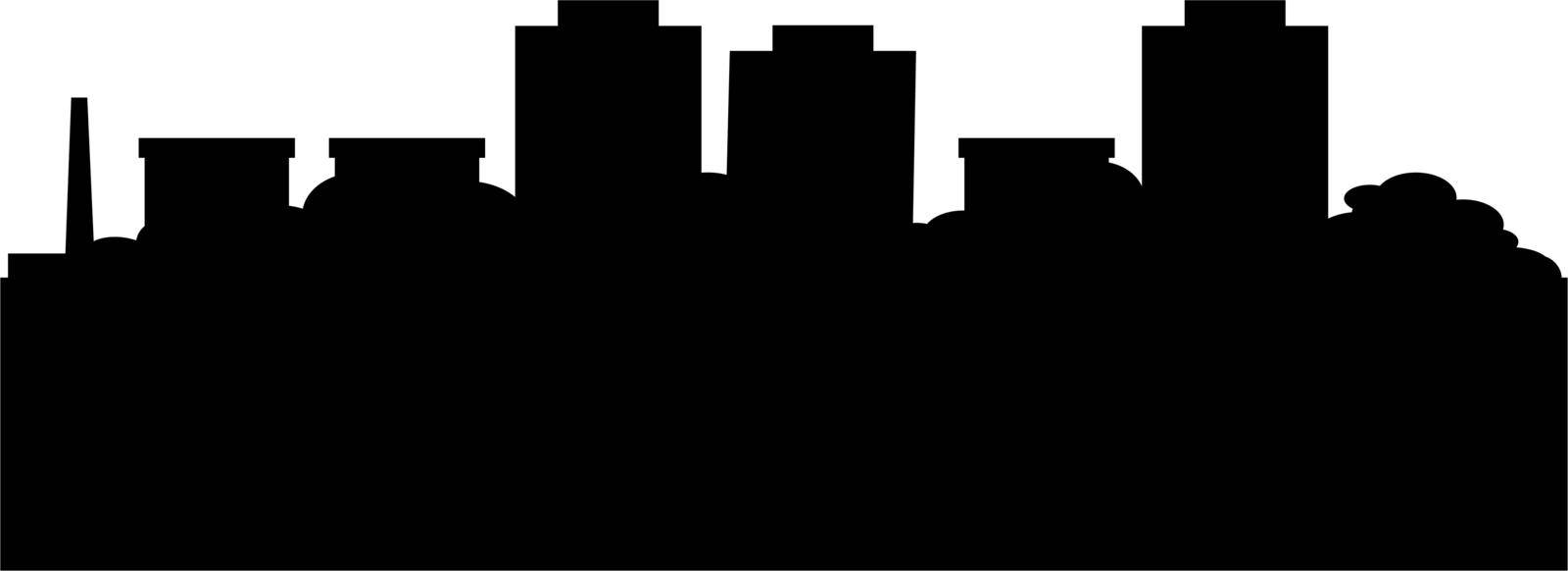 Silhouette of city with black color on white background. Vector illustration