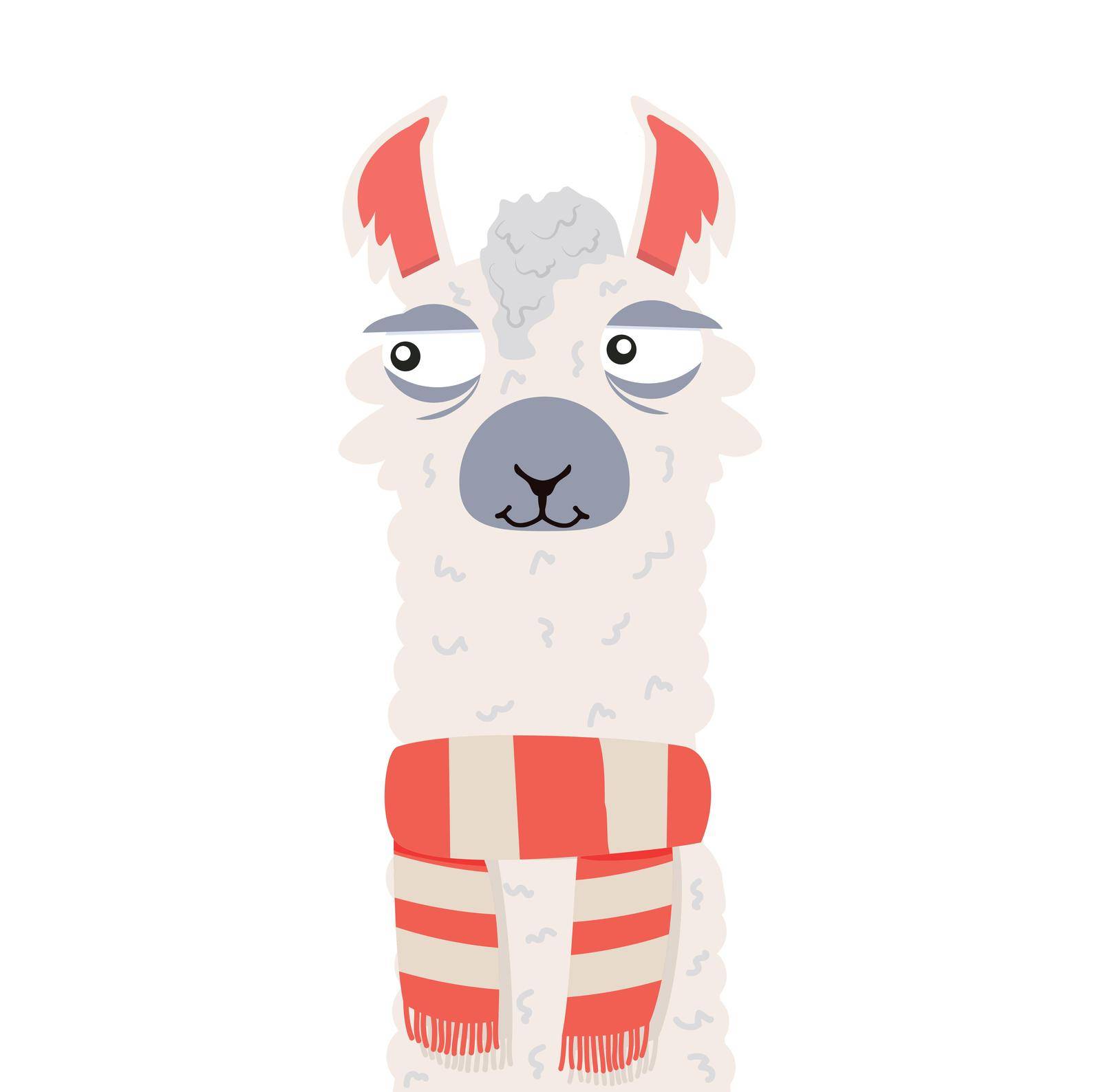 Llama or alpaca scarf smiling portrait by focus_bell