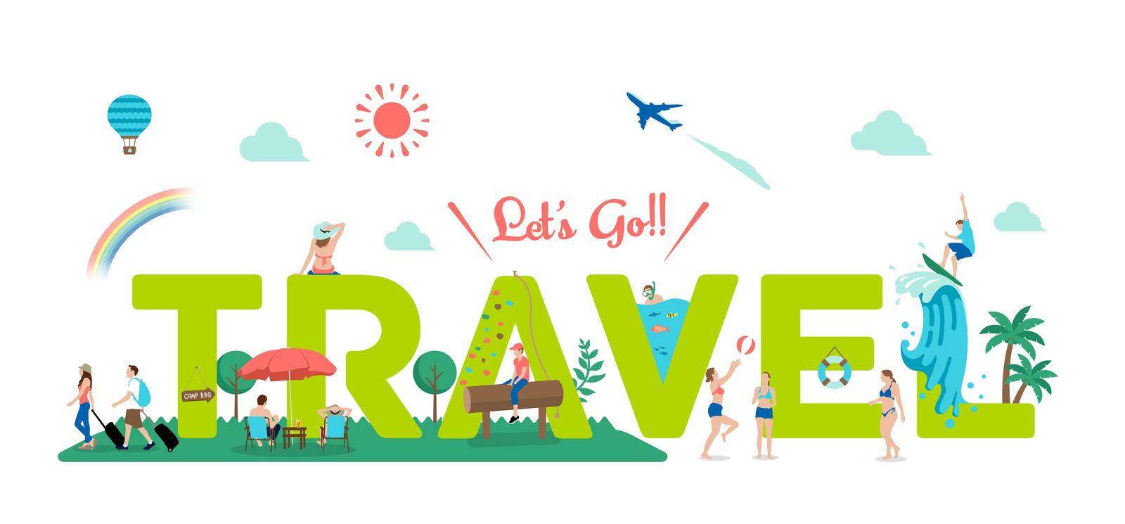 Let's go travel vector banner illustration
