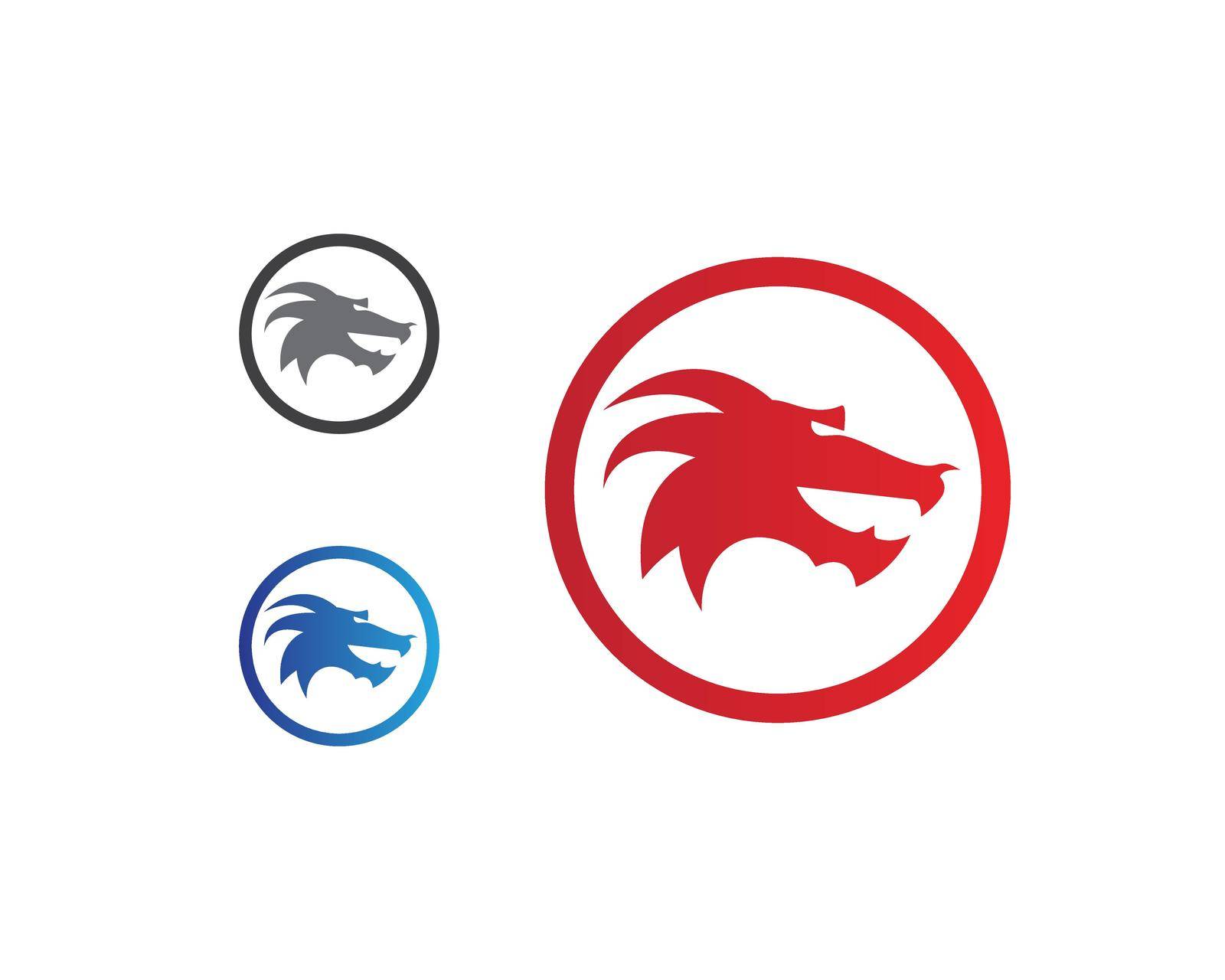 Head dragon flat color logo template by awk