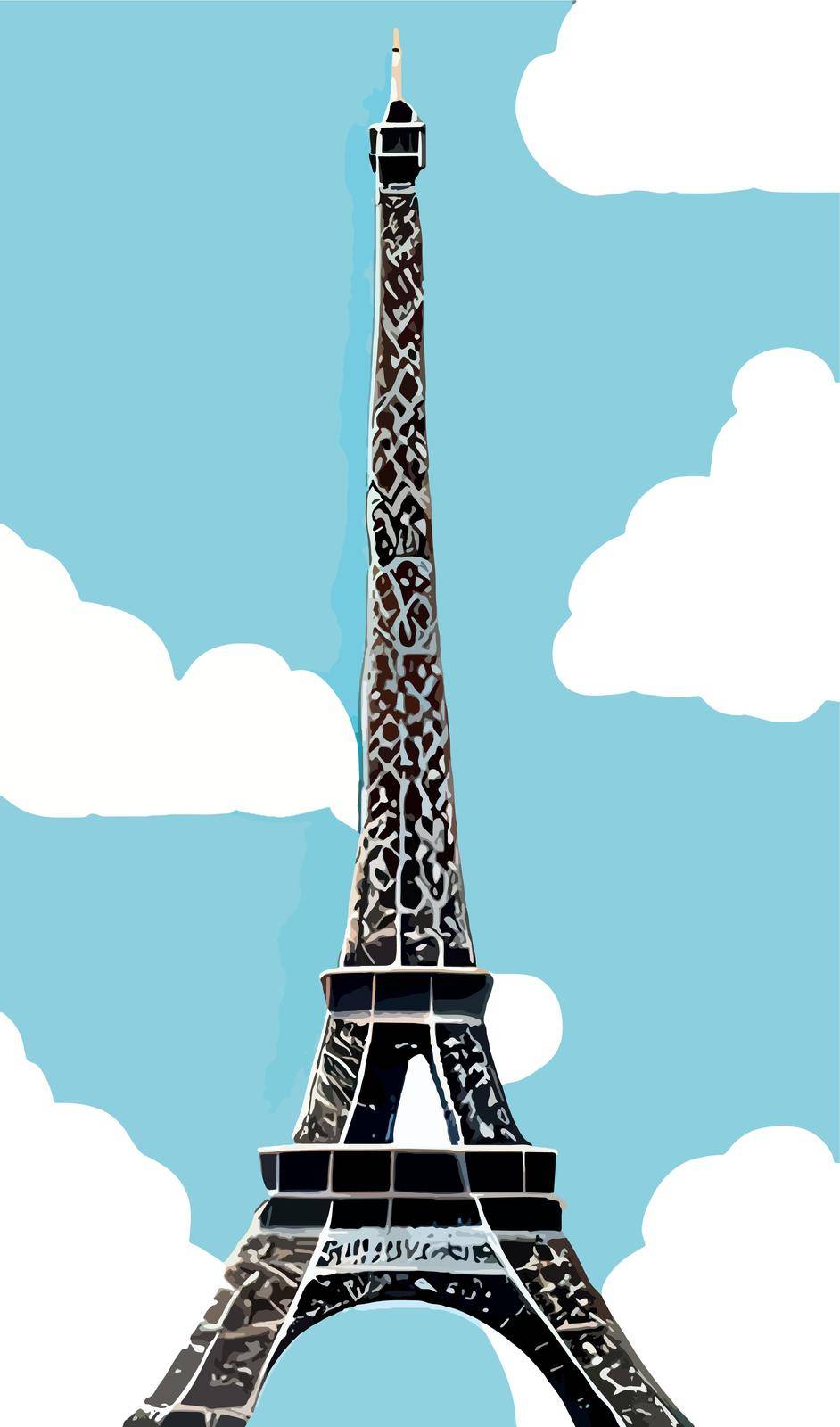 Eiffel tower view in Paris on a cloudy day in France by yilmazsavaskandag