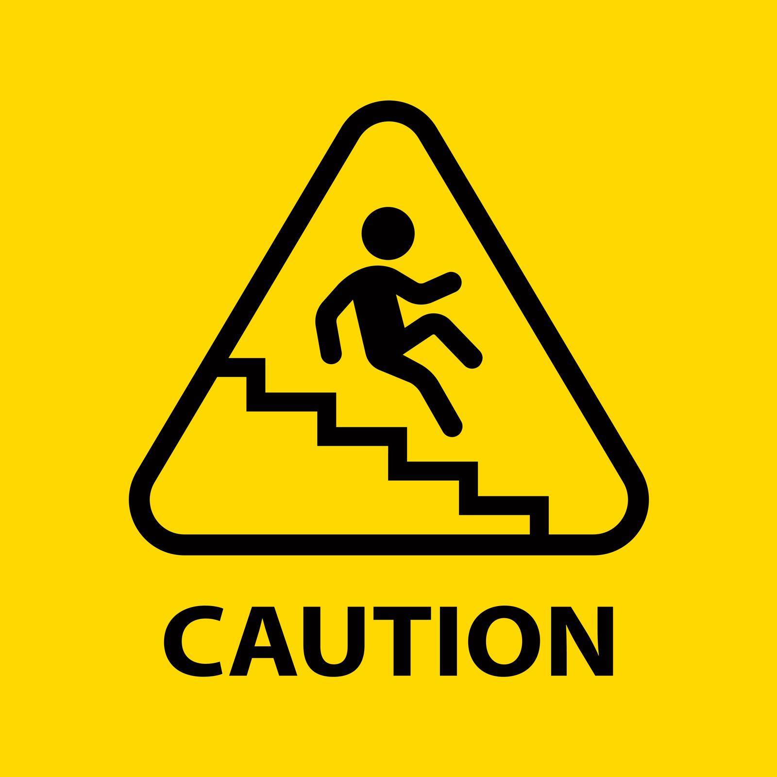 poster be careful on the stairs. fall off the stairs. flat vector illustration.