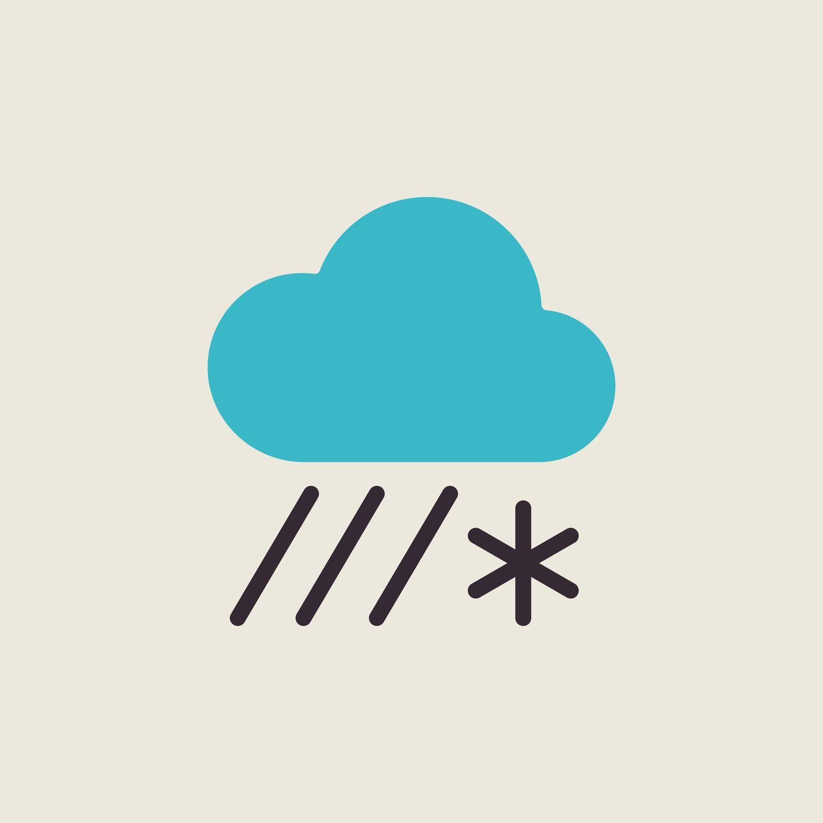 Raincloud with snow vector icon. Weather sign by nosik