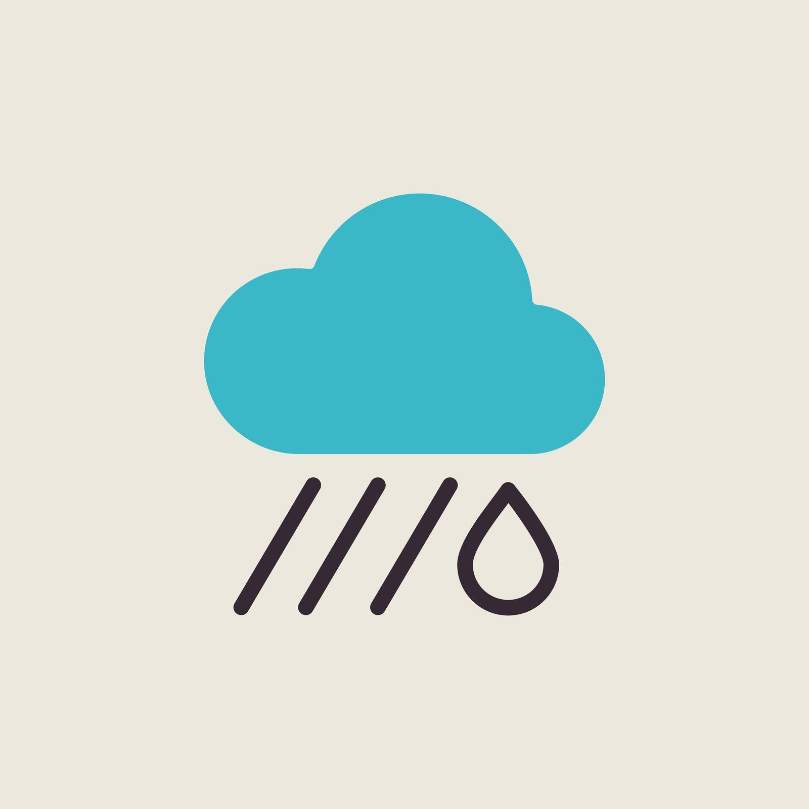 Raincloud with raindrop vector icon. Weather sign by nosik