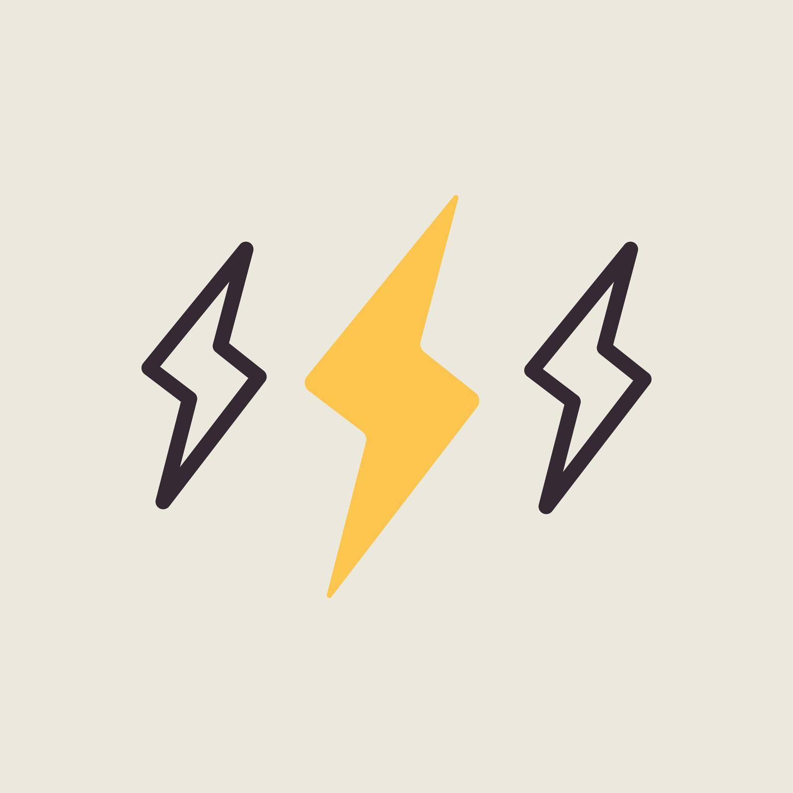 Rainstorm lightning vector flat icon. Weather sign by nosik