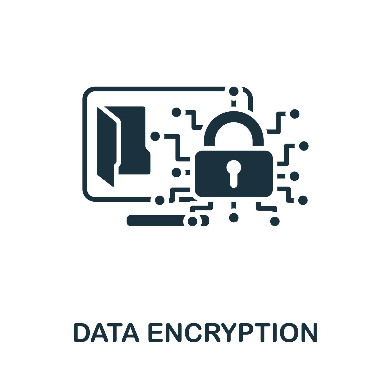 Data Encryption icon. Simple line element cybercrime symbol for templates, web design and infographics.