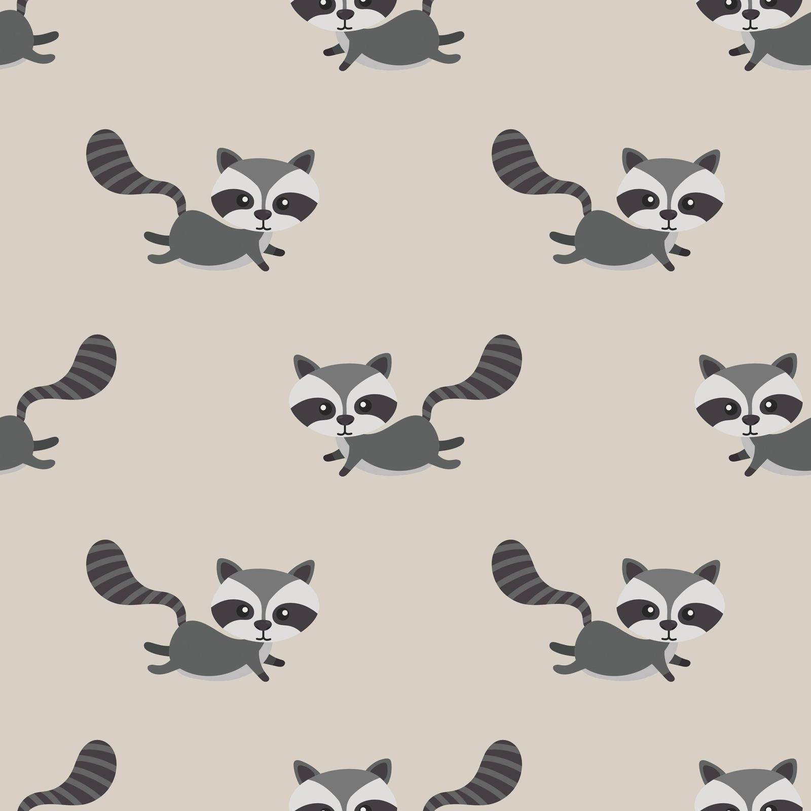 Seamless adorable raccoon cartoon pattern