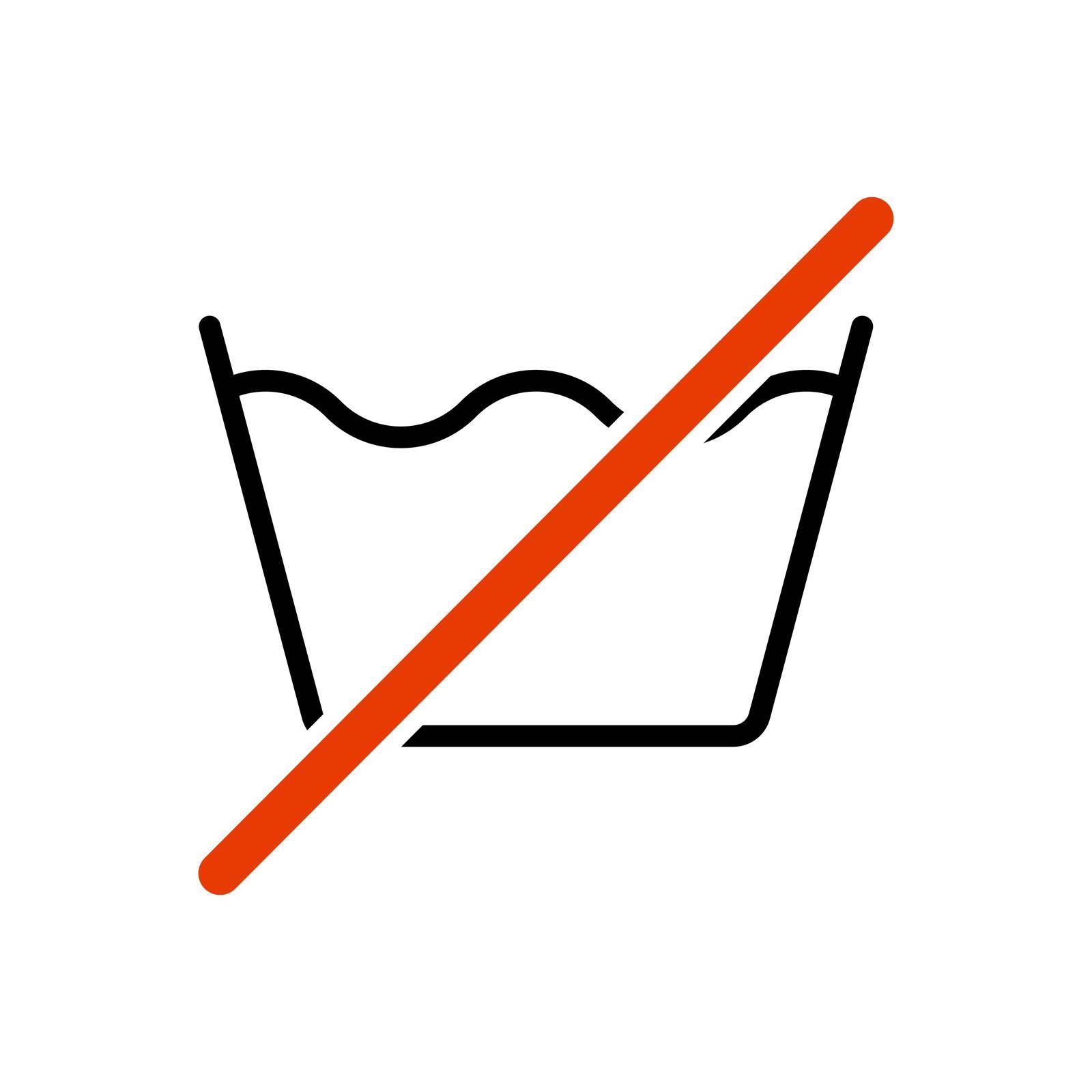 Do not wash icon. Black linear icon. Isolated wash icon. Vector illustration.