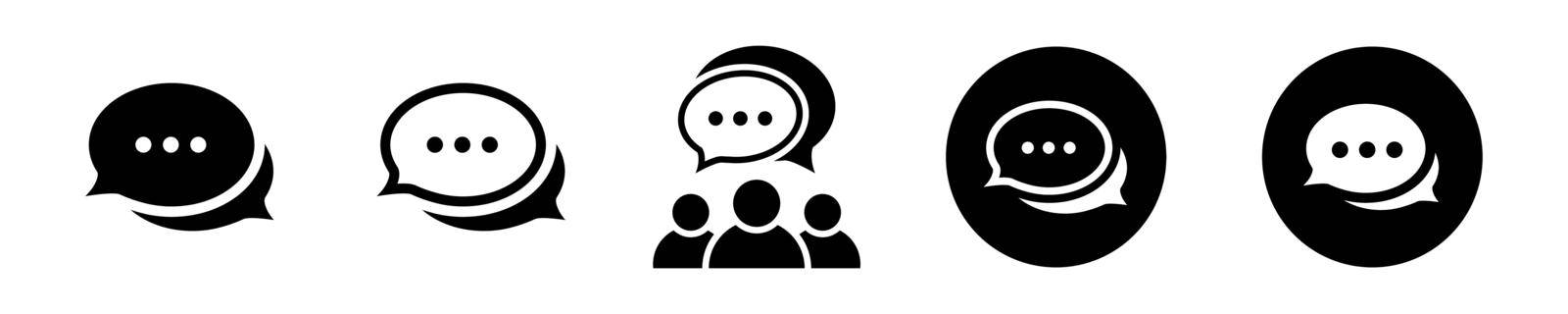 Talk bubble icon set in flat Speech bubble symbols by veronawinner