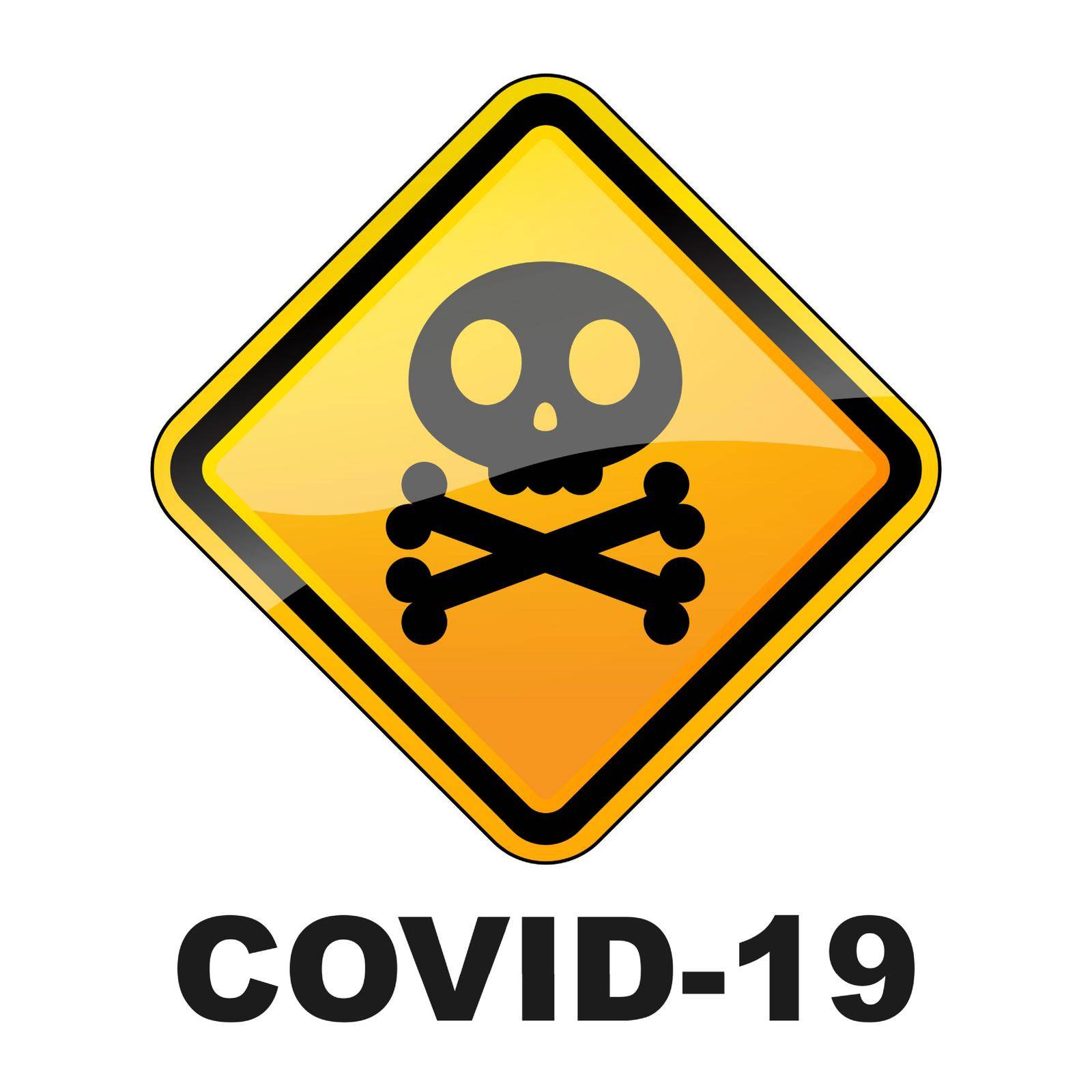 Covid-19 warning symbol. Coronavirus danger sign. by Chekman