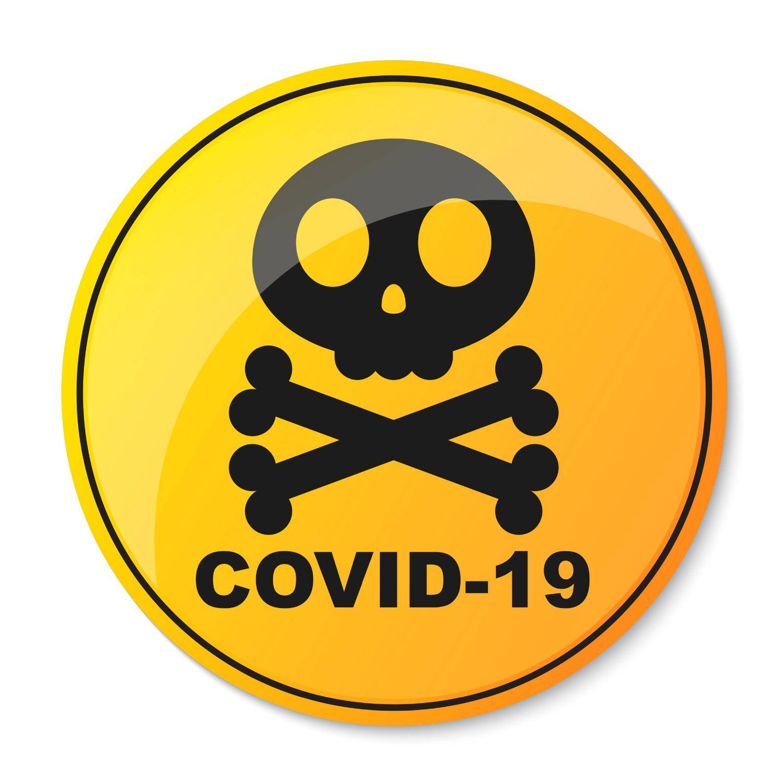Covid-19 warning symbol. Coronavirus danger sign. by Chekman