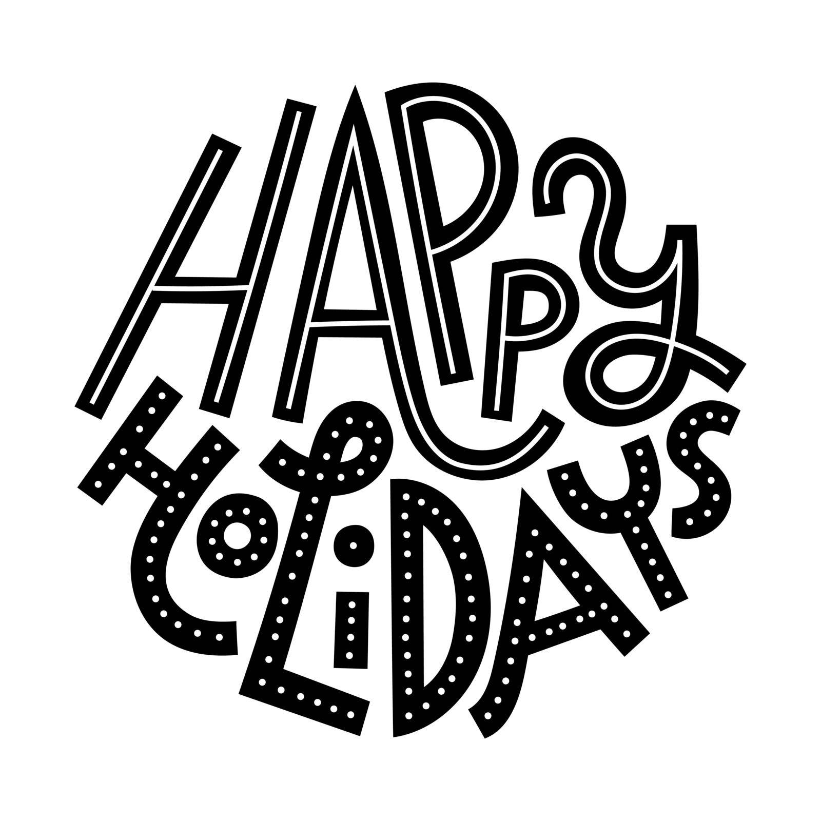 Happy holidays round-shaped lettering art by chickfishdoodles