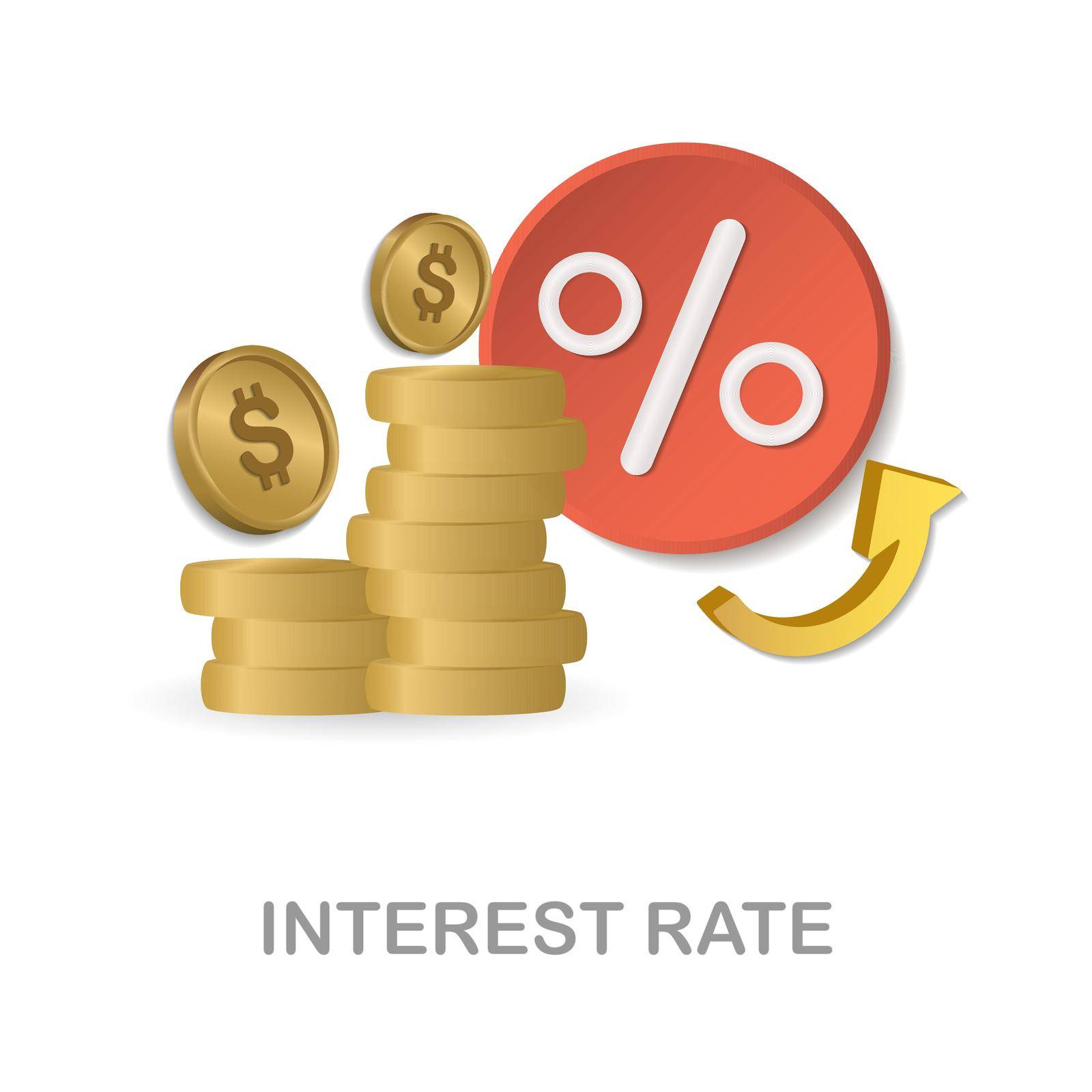 Interest Rate icon. 3d illustration from economic collection. Creative Interest Rate 3d icon for web design, templates, infographics and more.