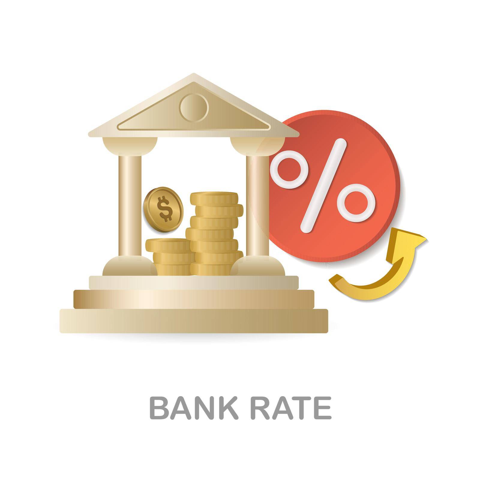 Bank Rate icon. 3d illustration from economic collection. Creative Bank Rate 3d icon for web design, templates, infographics and more by simakovavector