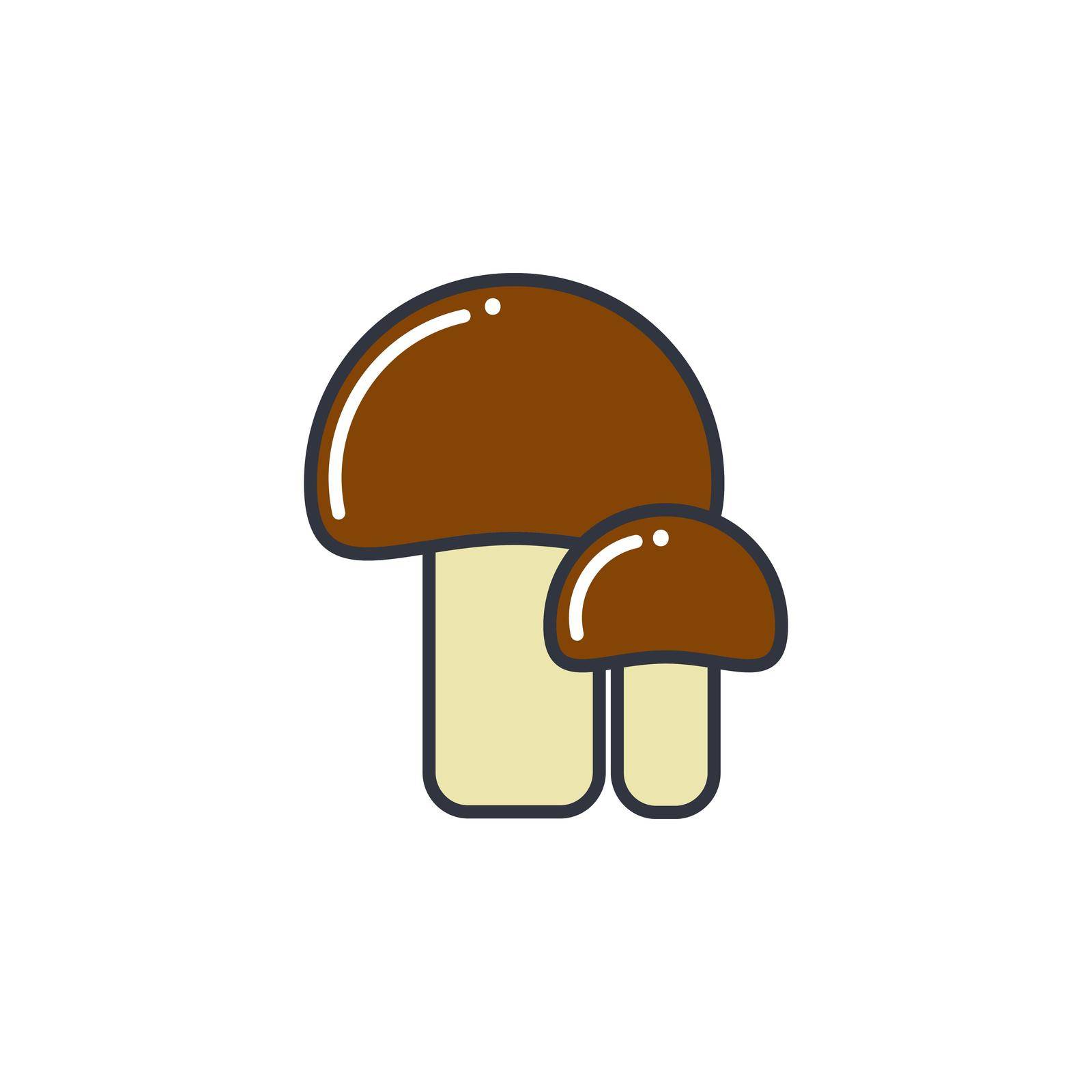 Mushroom color line icon vector illustration. Forest mushrooms boletus isolated object. Healthy organic food logo