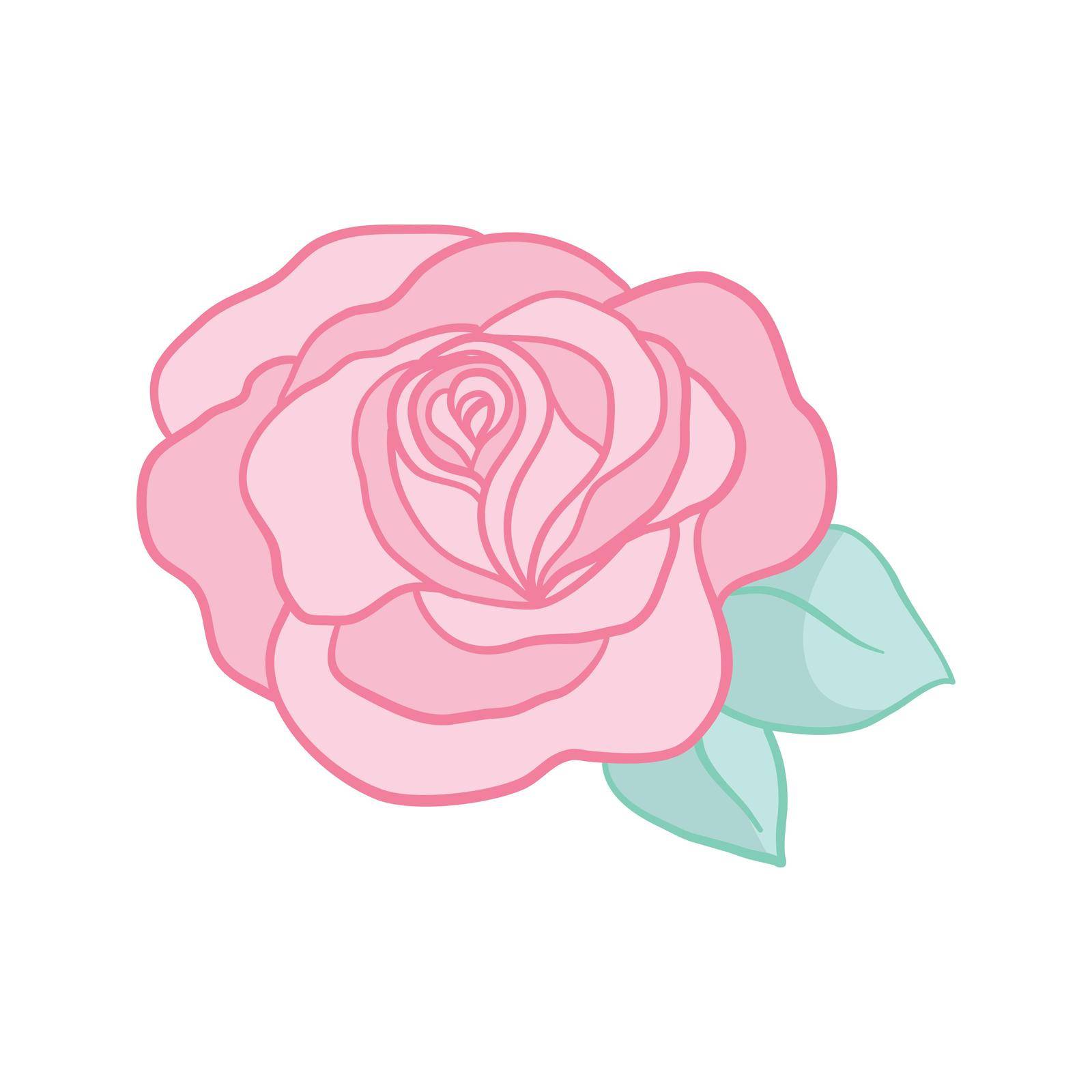 Pink rose. Isolated bouquet garden flower on white background. Vintage vector illustration art by Vladimir90