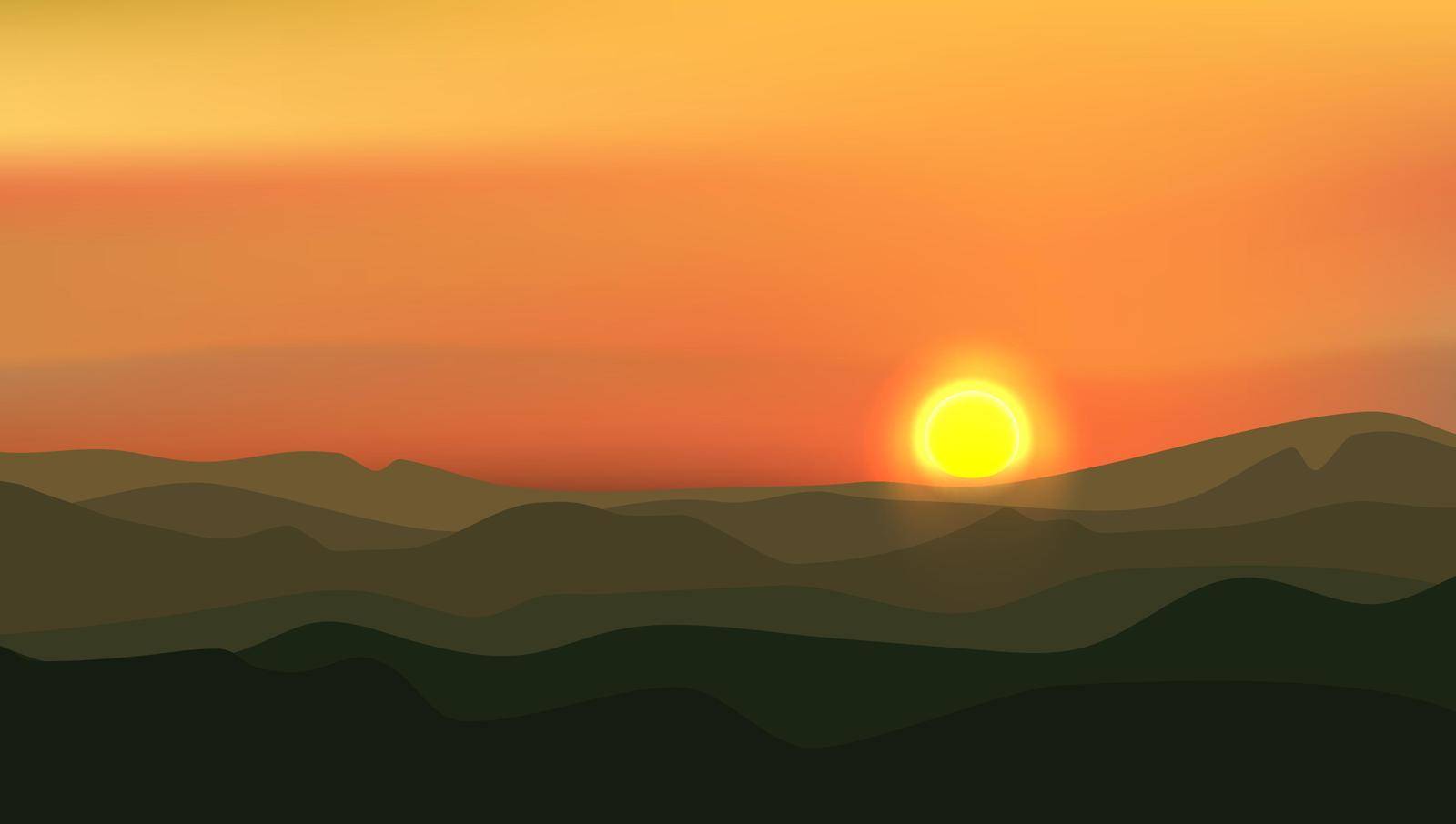 Abstract Nature Sunset Mountain Landscape. EPS10 Vector