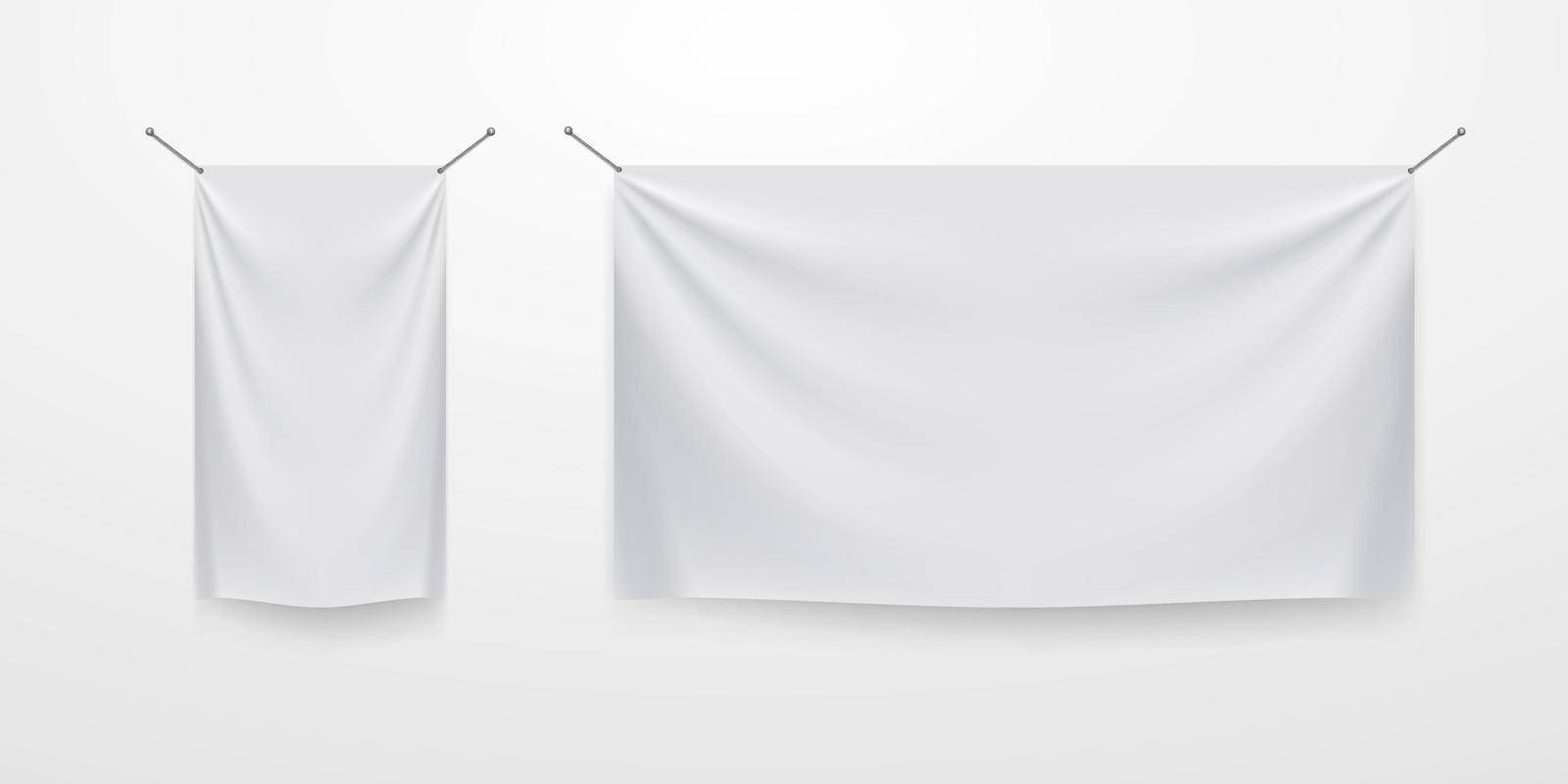 White Clear Textile Banner Template On White by VectorThings