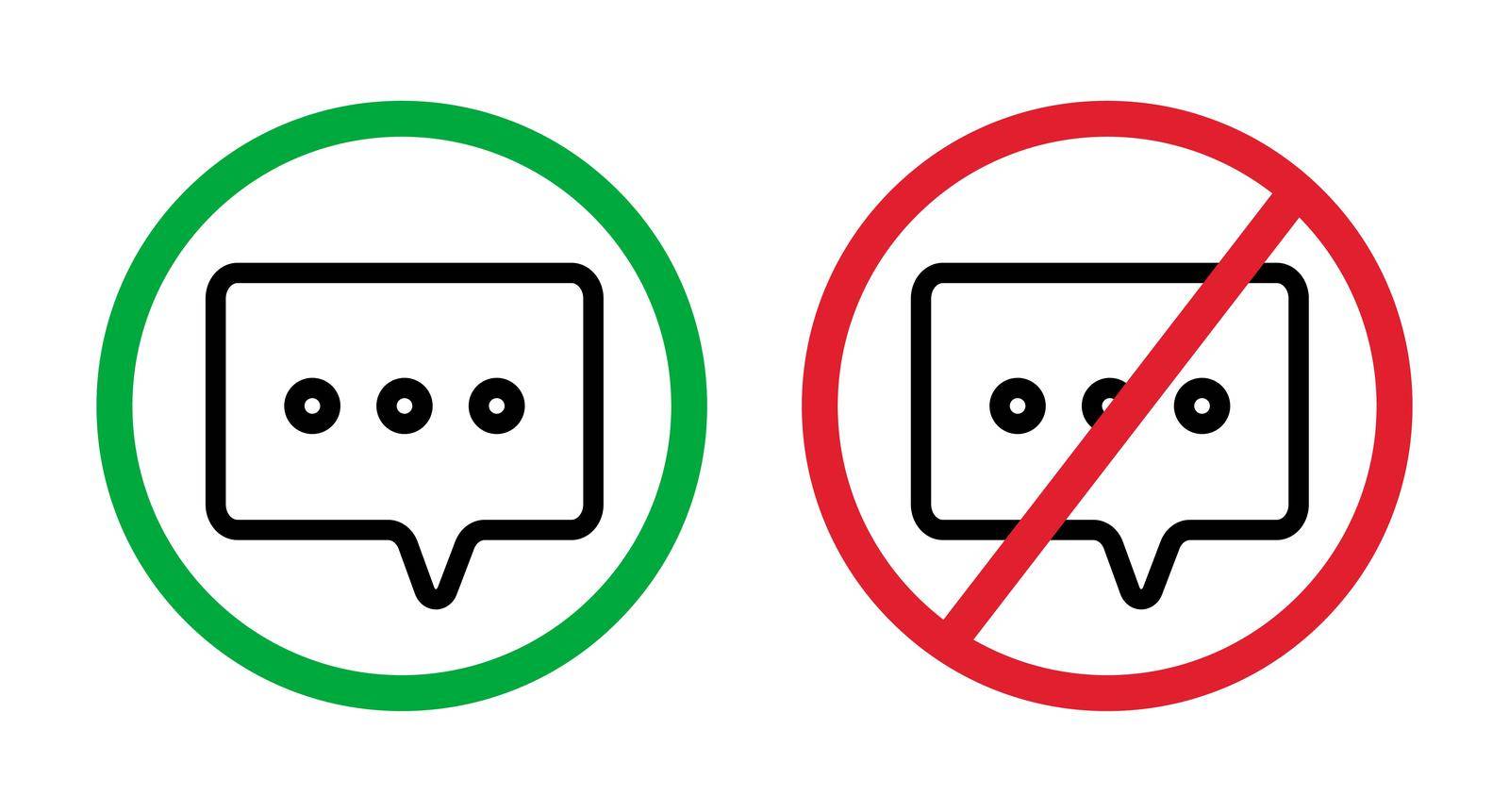 Talk prohibited and talk permission icon set. Vector. by illust_monster