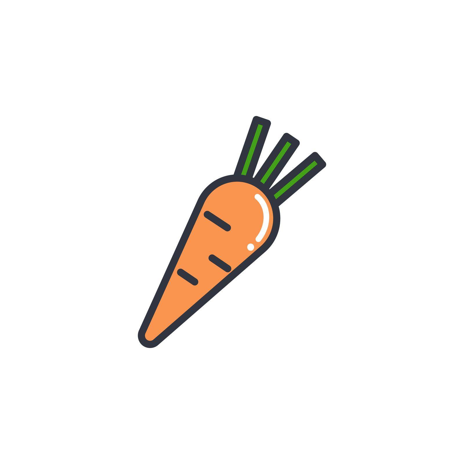 Carrot color line icon vector illustration. Ripe fruit logo. Healthy organic farmed food vector isolated. Web element food