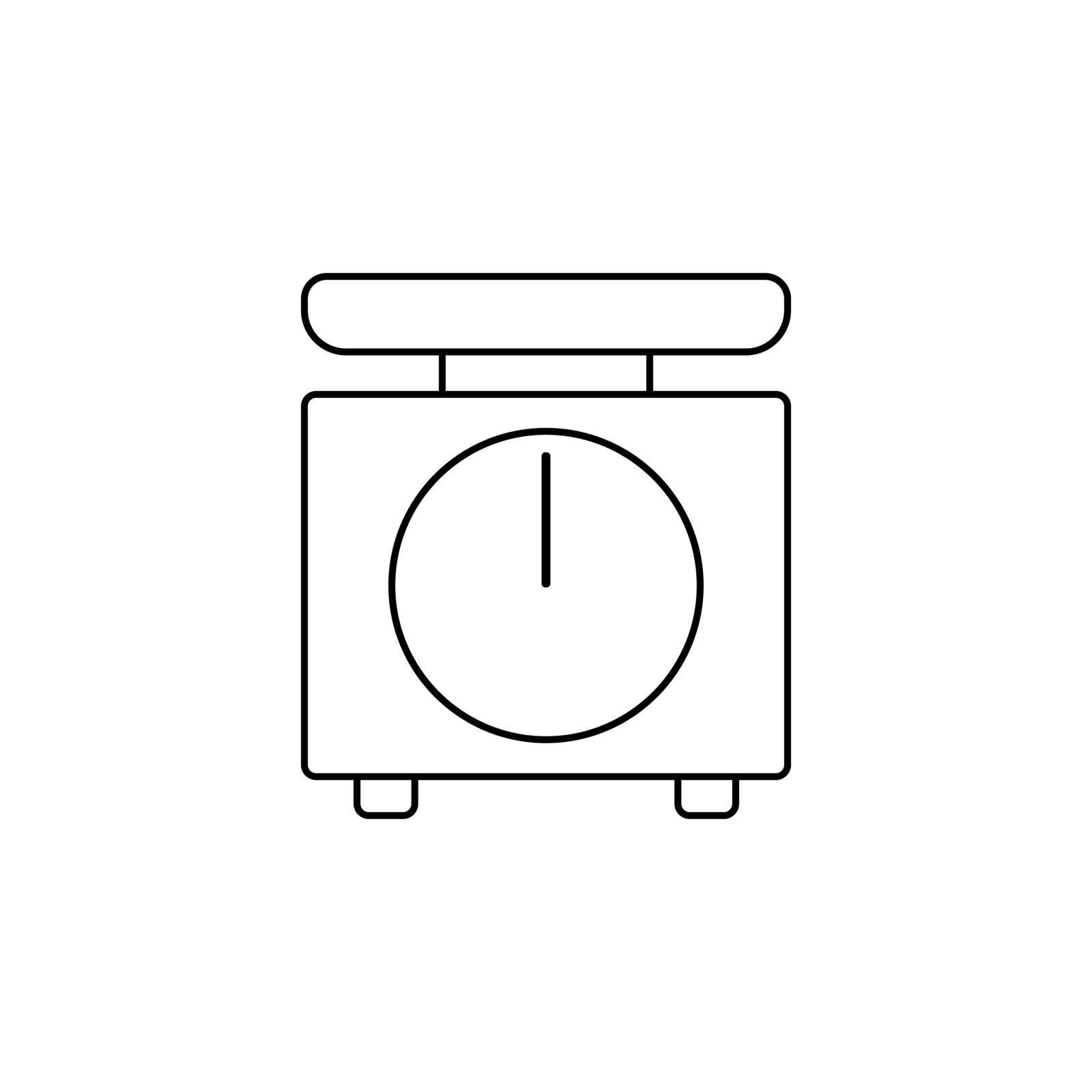 Kitchen scale line icon vector illustration. Simple black outline image of kitchen meter. Weigher logo. Flat web kitchen element
