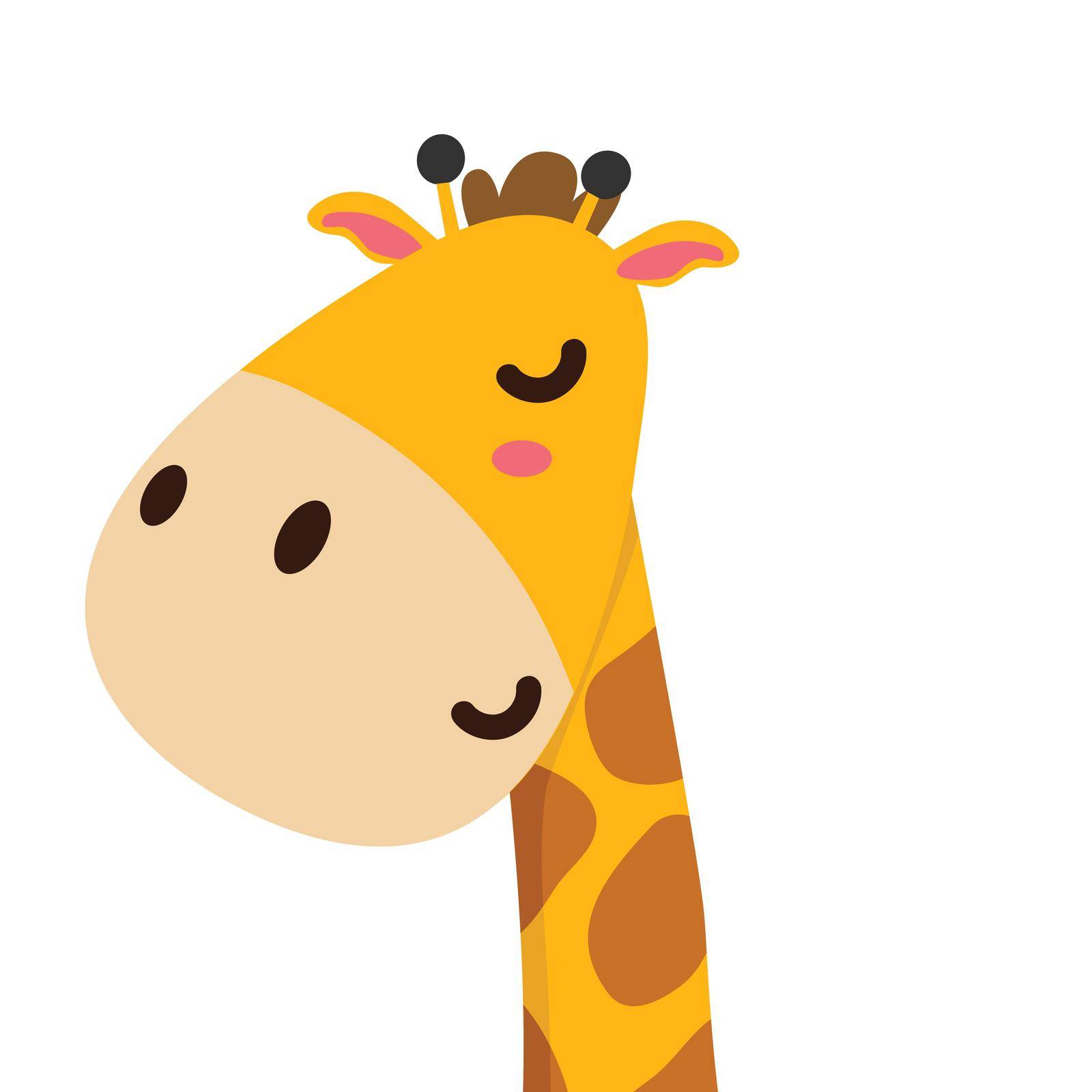 Cute Animal head giraffe flat vector