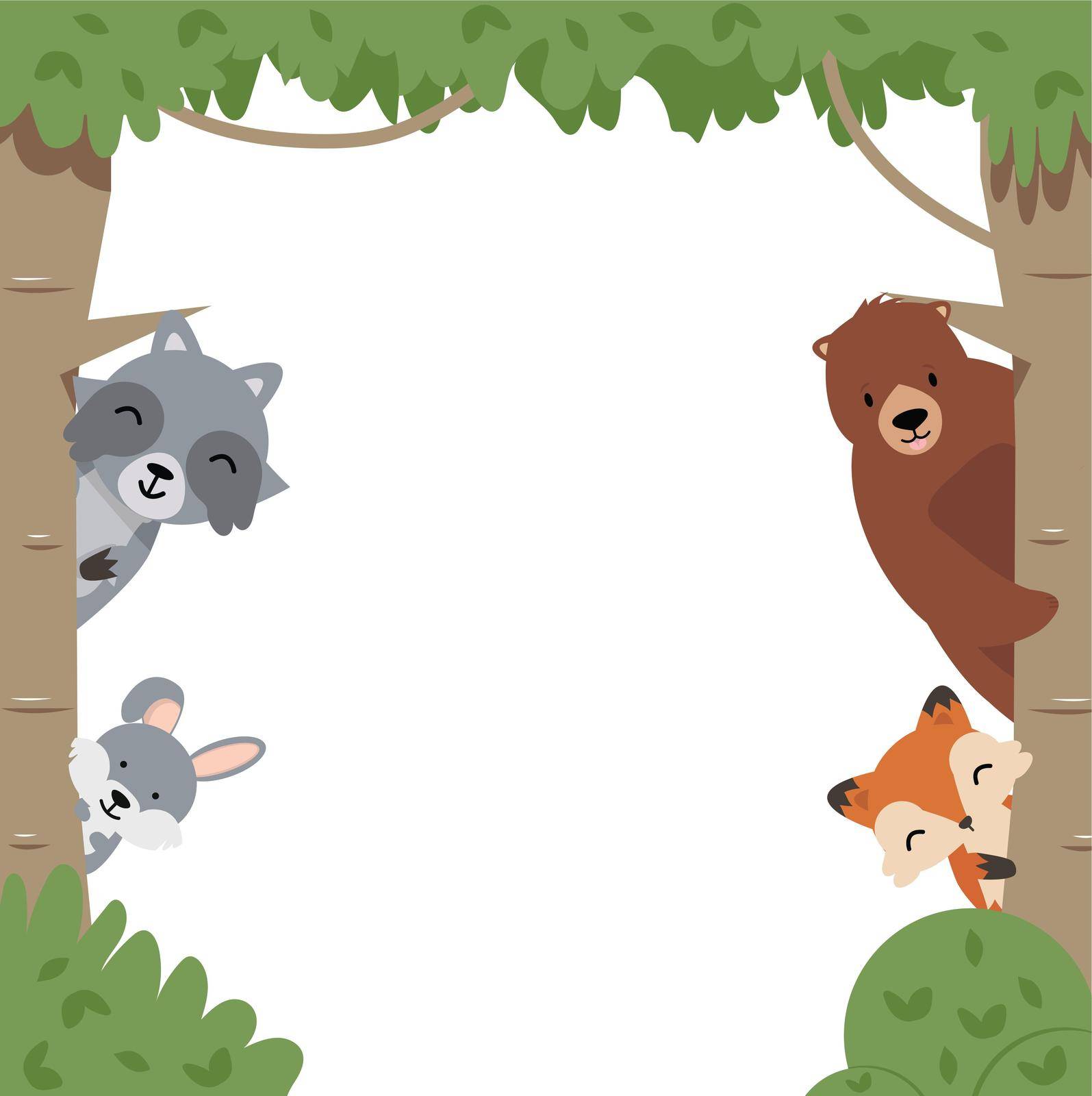 Animals flat Jungle landscape background by focus_bell