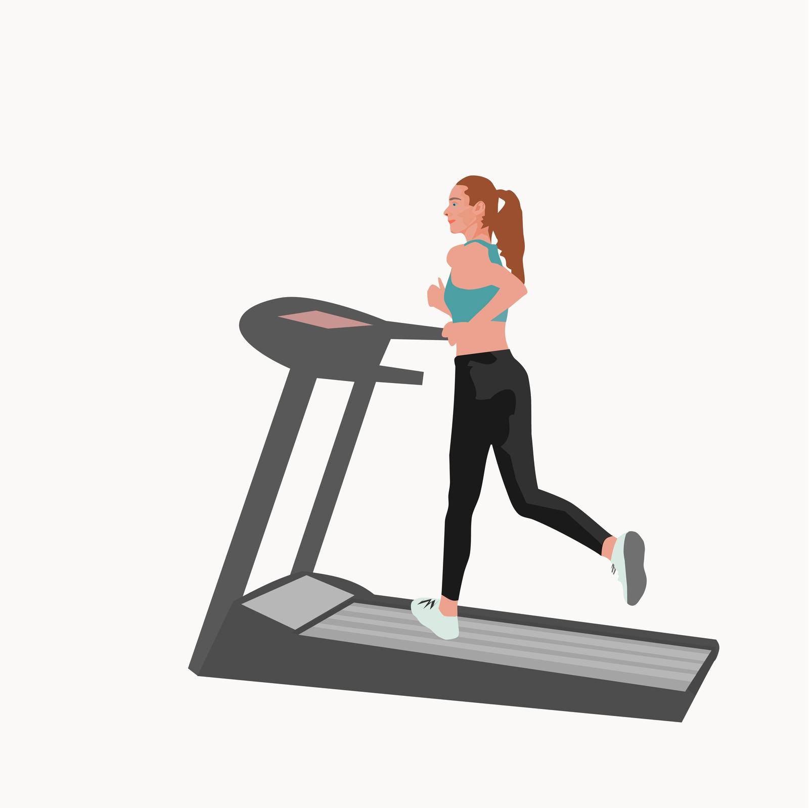 woman jogging on treadmill with white background by moo12