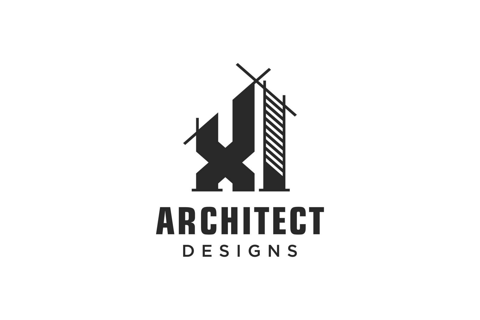 Letter X Simple modern building architecture logo design with line art skyscraper graphic by liaanniesatul