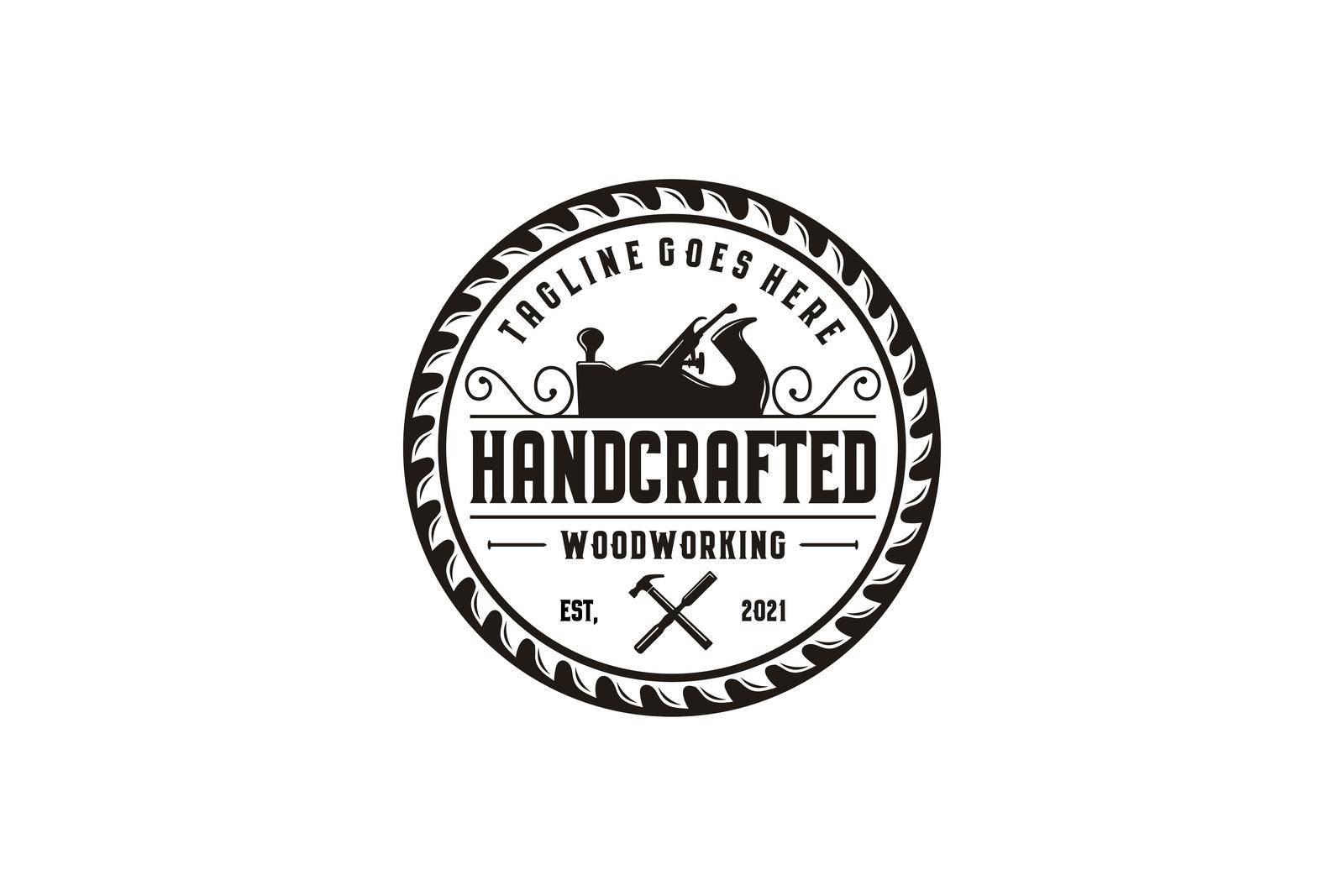Retro Vintage Woodworking Logo design with Fore Plane / Jack Plane Vector