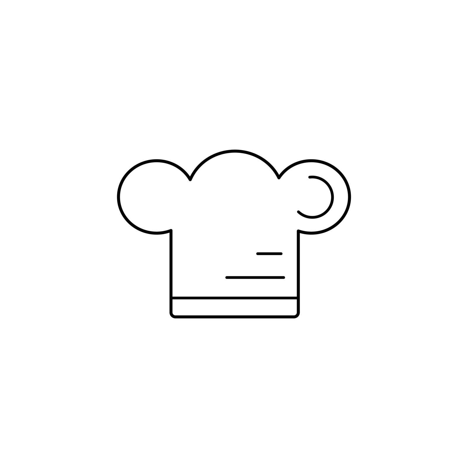 Chefs hat line icon. Simple black outline kitchen chef cap isolated vector. Accessory chef restaurant logo. Web element kitchen and cooking