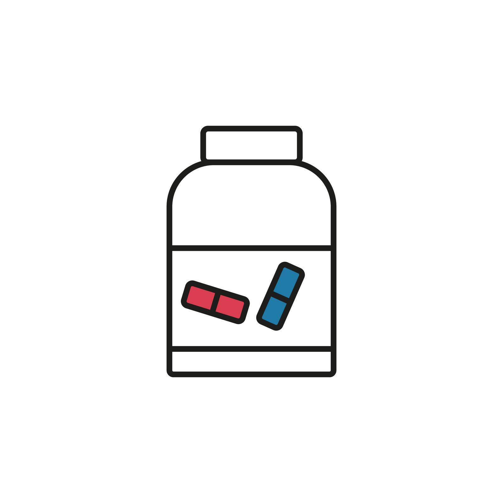 Pill jar line icon. Simple image of packaging with tabletes isolated vector. Logo medical medicine. Web element medicine and pharmacy