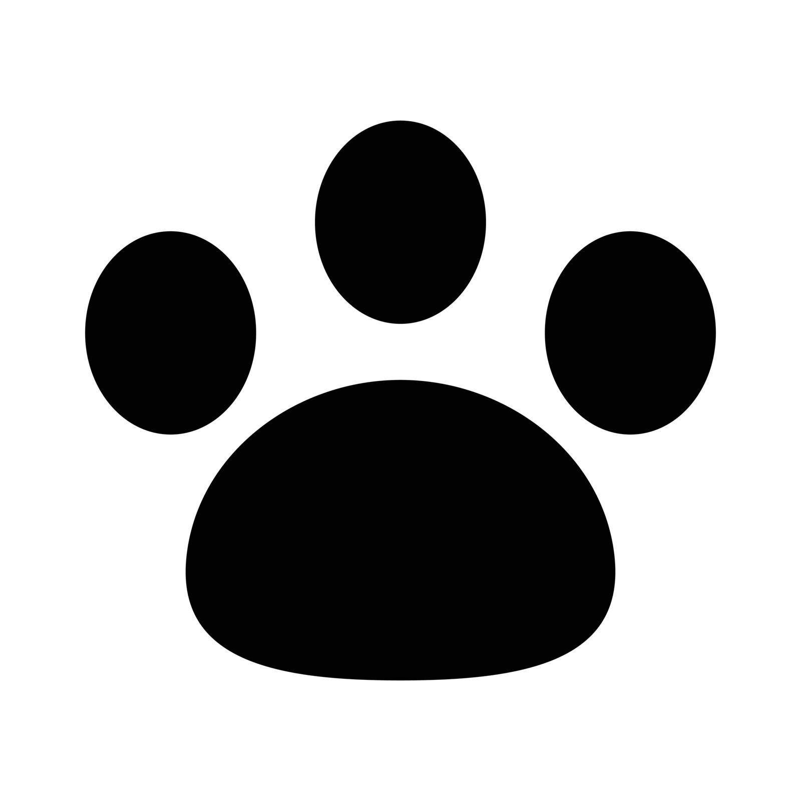 Rounded paw silhouette icon. Animal symbol. Editable vector.