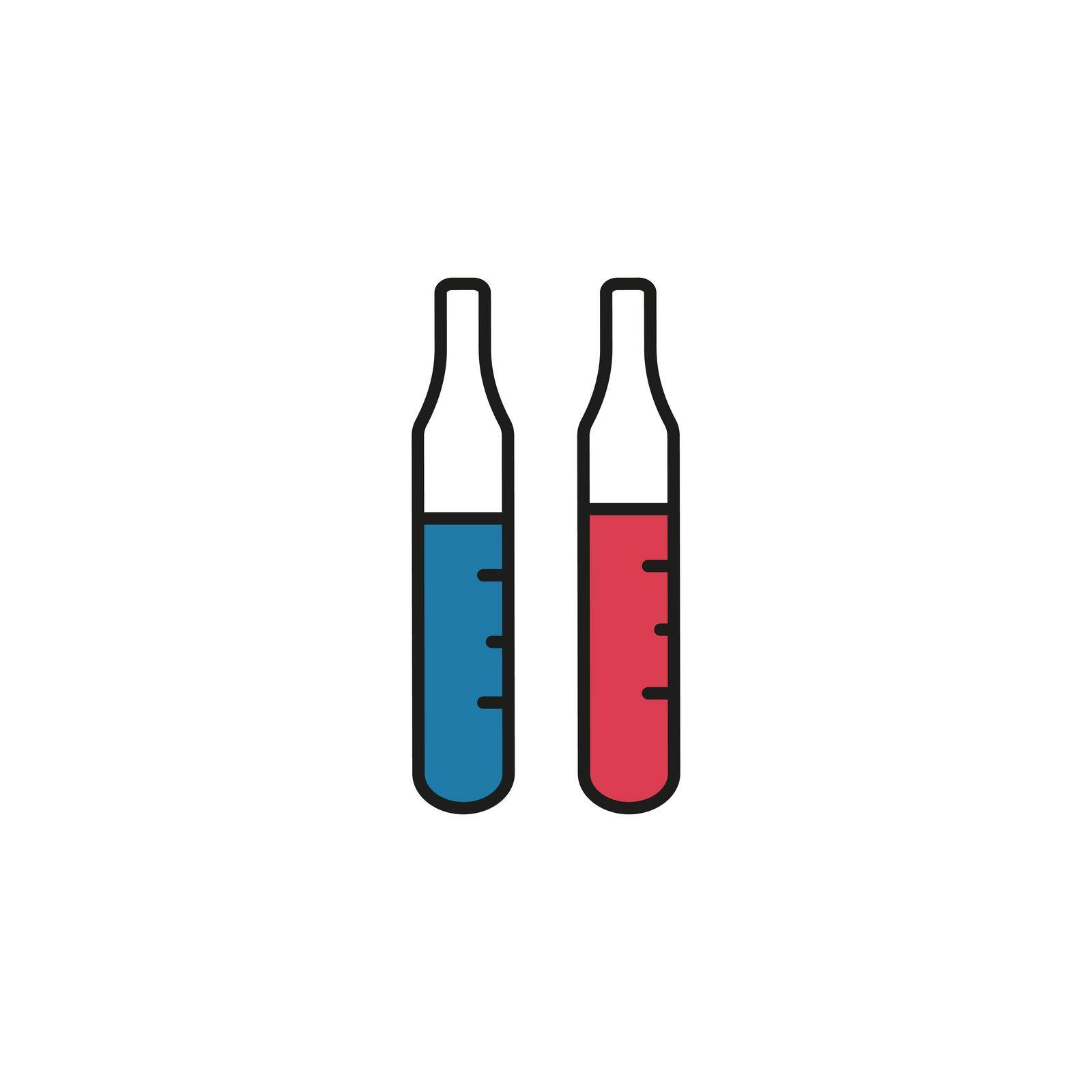 Glass test tubes line icon vector illustration. Glass laboratory container for experiments and analyses. Medical or scientific chemical equipment. Simple outline image pair of biochemical flasks