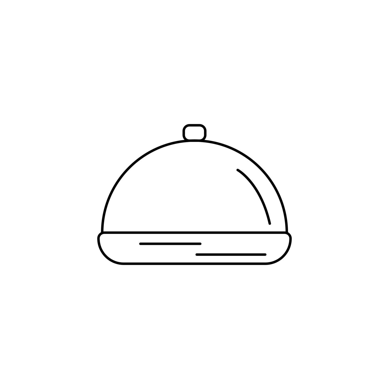 Dishes closed with cap line icon. Simple black outline kitchen container isolated vector. Accessory logo kitchen utensils. Web element kitchen and cooking