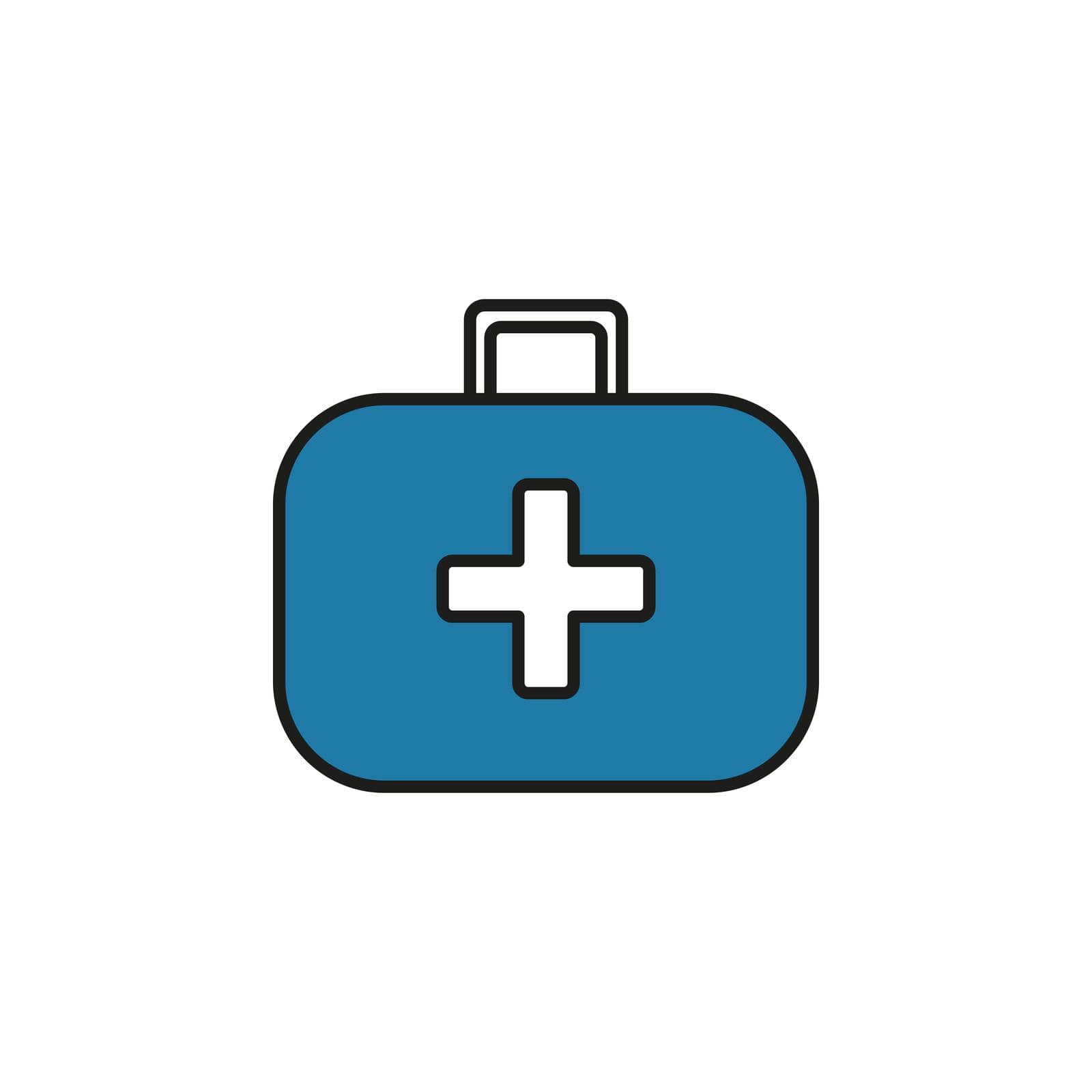 Paramedic medical suitcase line icon vector illustration. Medical bag. Chest with medicines and first aid supplies. Simple outline image of first aid kit