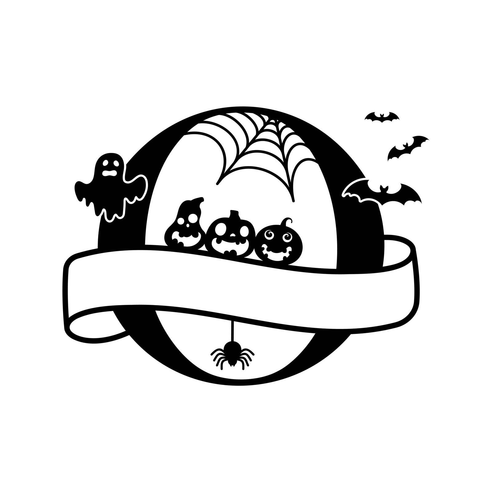 Cute Halloween letter O split monogram. Cartoon ghost, pumpkin, bat for kids t-shirt, nursery decoration, baby shower, greeting card, invitation, scrapbooking, home decor. Vector stock illustration by Melnyk