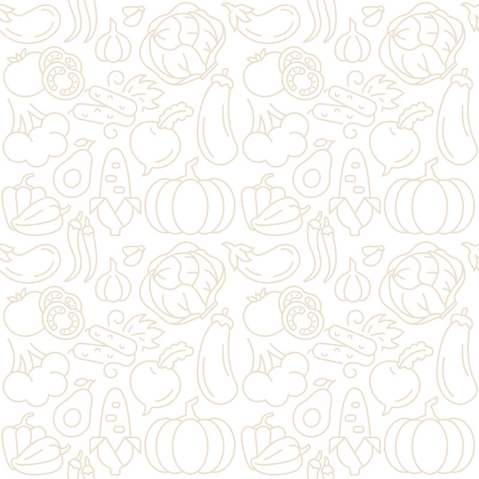 Farm harvest abstract seamless pattern. Editable vector shapes on white background. Trendy texture with cartoon color icons. Design with graphic elements for interior, fabric, website decoration