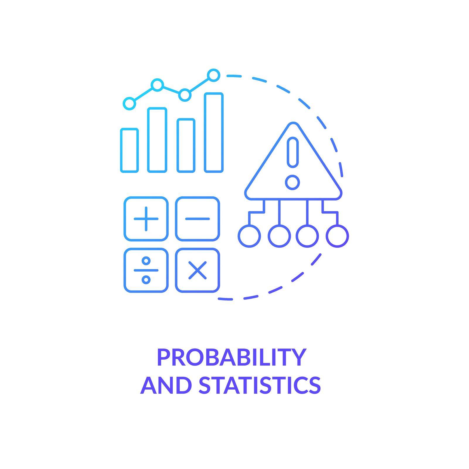 Probability and statistics blue gradient concept icon. Analysis and prediction. Data analyst skill abstract idea thin line illustration. Isolated outline drawing. Myriad Pro-Bold font used