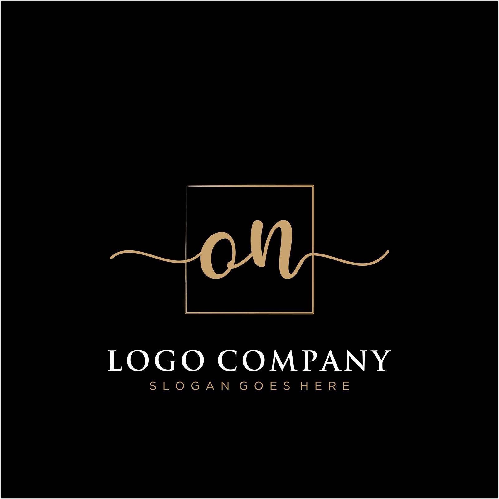 ON Initial handwriting logo with rectangle template vector by liaanniesatul