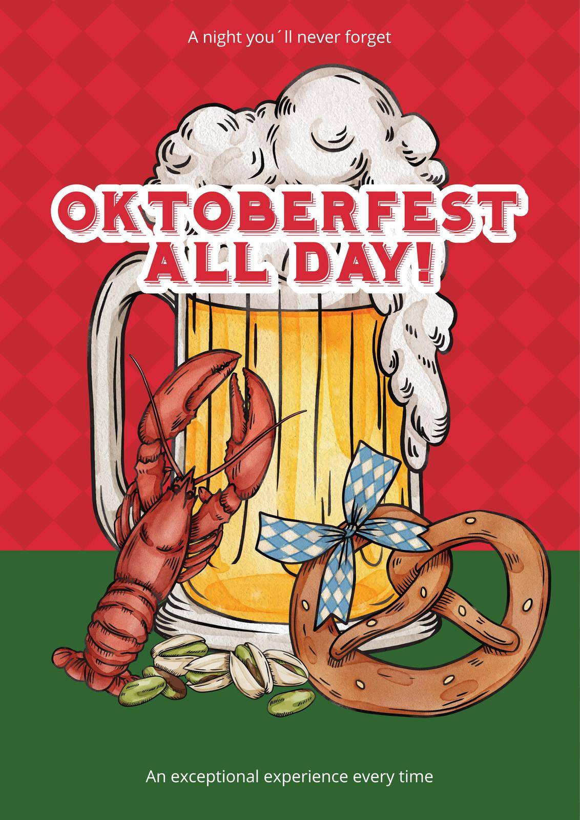 Poster template with oktoberfest festive concept,watercolor style by Photographeeasia