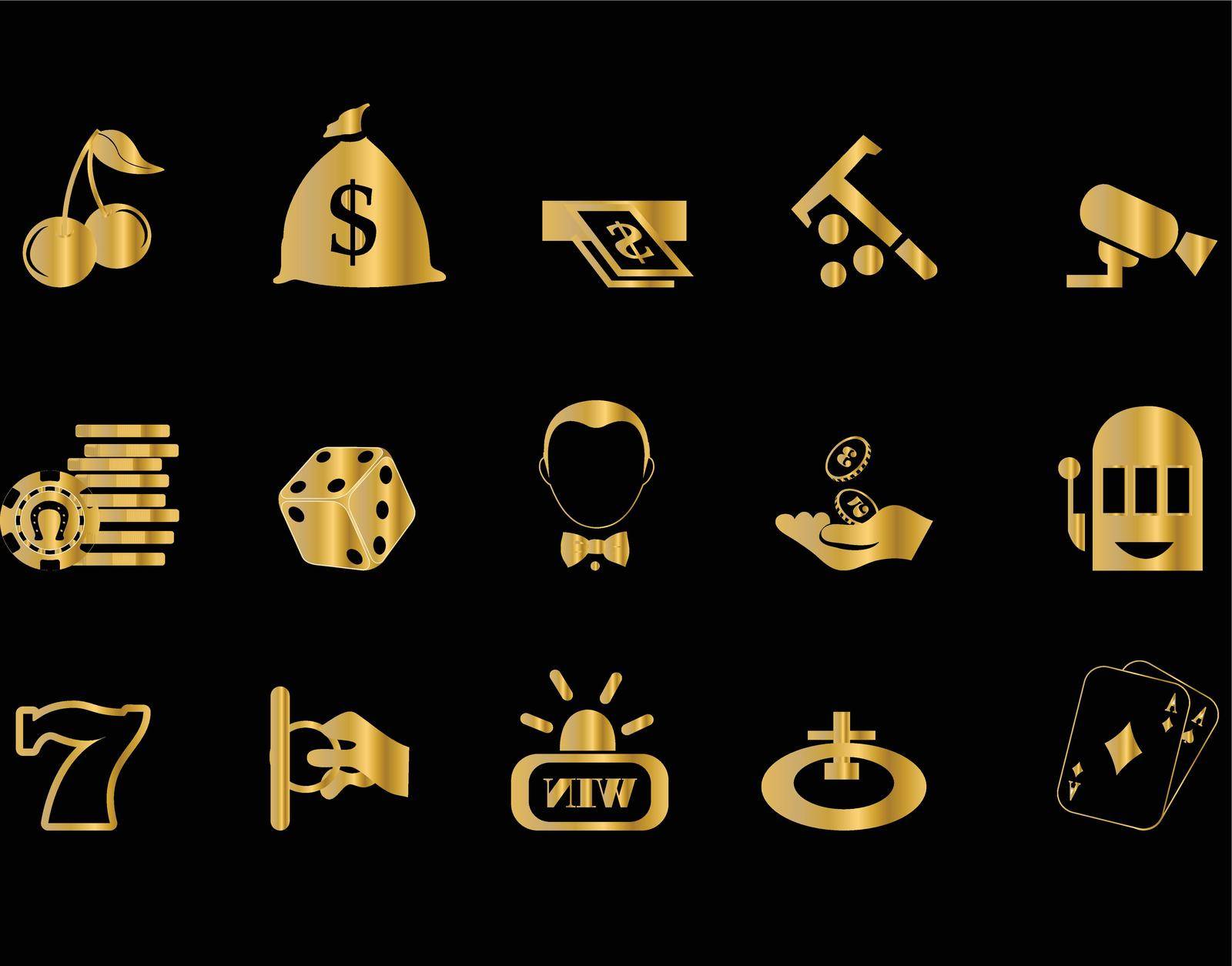 you can use Golden casino icons, poker game symbols to design banners, posters, backgrounds, ...etc.