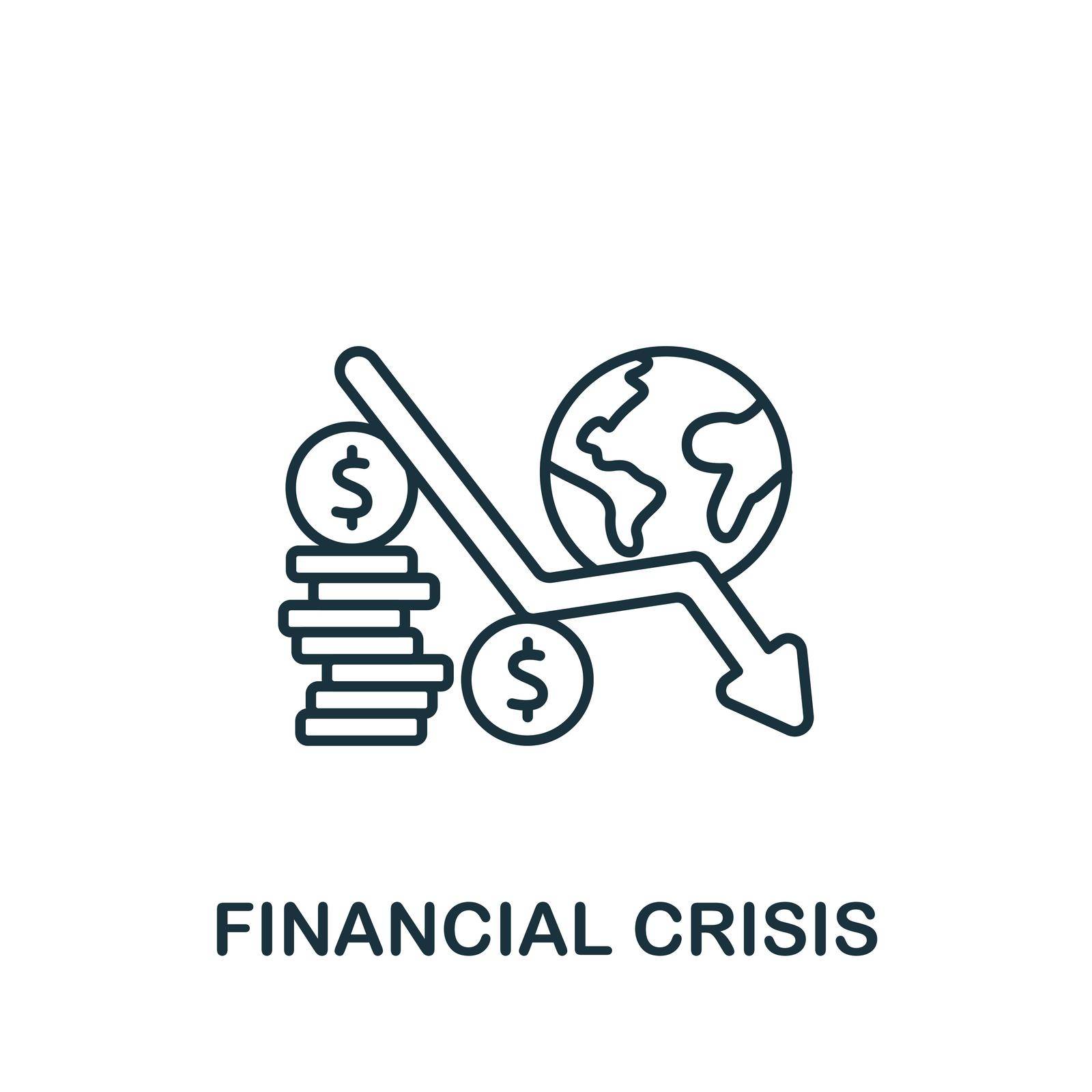 Financial Crisis icon. Monochrome simple line Economic Crisis icon for templates, web design and infographics by simakovavector