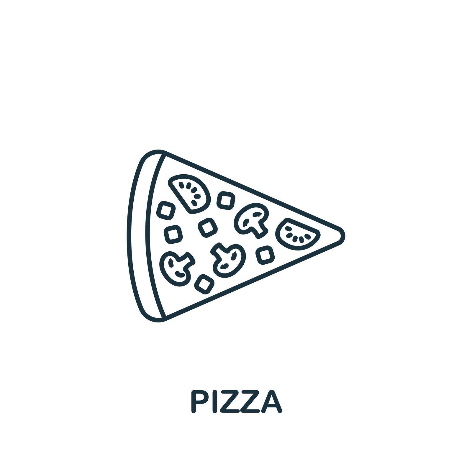 Pizza icon. Monochrome simple line Fastfood icon for templates, web design and infographics by simakovavector