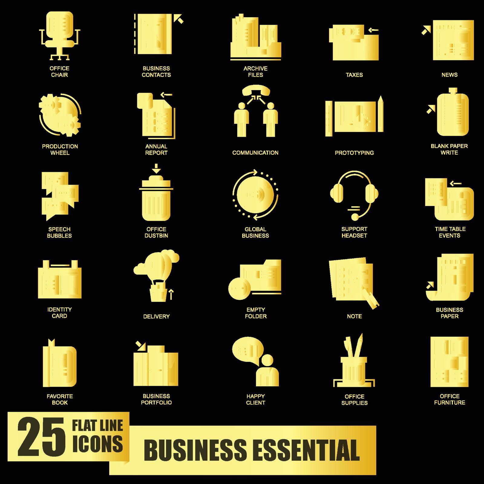 you can use Gold business essential icon collection vector to design banners, posters, backgrounds, ...etc.