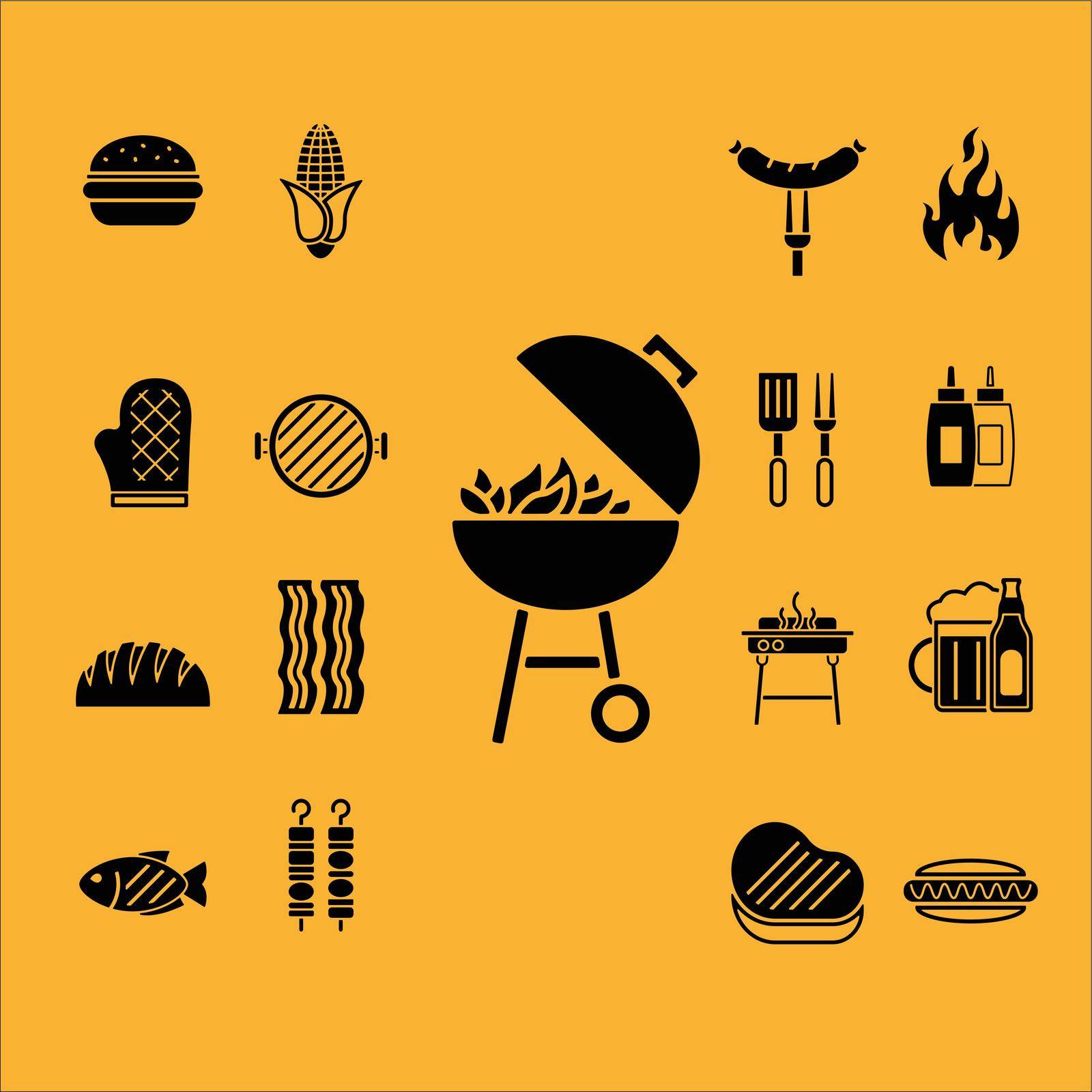 you can use Set of barbecue icons isolate on yellow background to design banners, posters, backgrounds, ...etc.